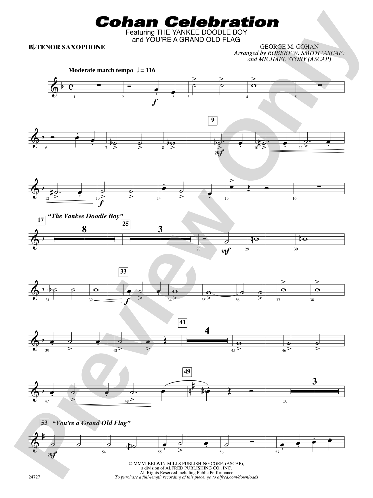 Cohan Celebration: B-flat Tenor Saxophone