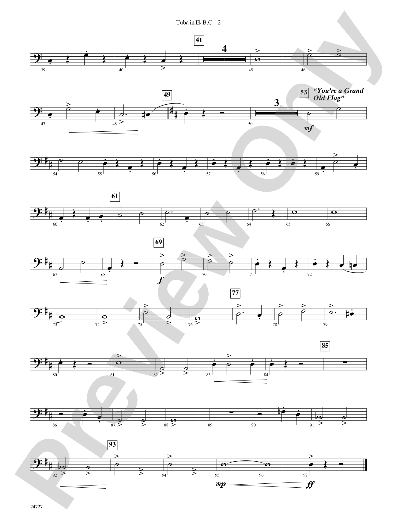 Cohan Celebration: (wp) E-flat Tuba B.C.