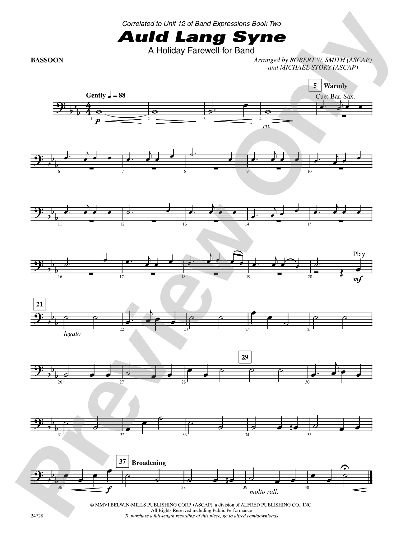 Auld Lang Syne (A Holiday Farewell for Band): Bassoon