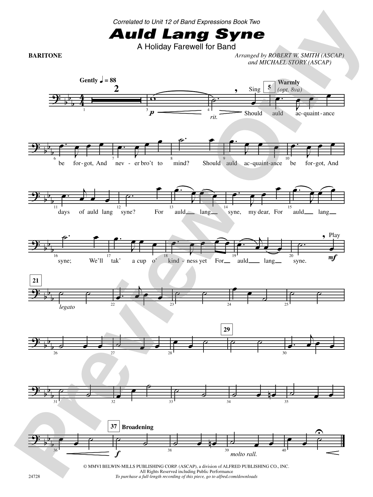 Auld Lang Syne (A Holiday Farewell for Band): Baritone B.C.