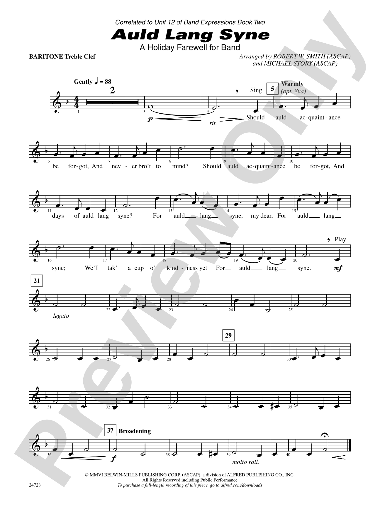 Auld Lang Syne (A Holiday Farewell for Band): Baritone T.C.