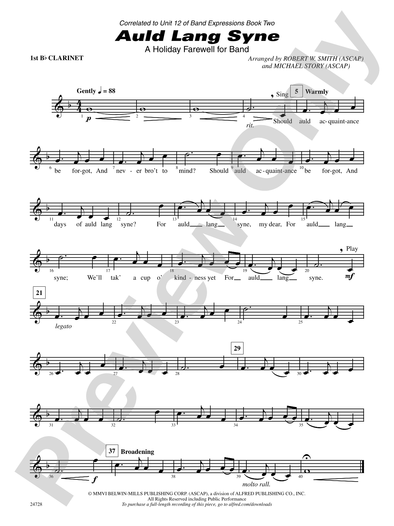 Auld Lang Syne (A Holiday Farewell for Band): 1st B-flat Clarinet