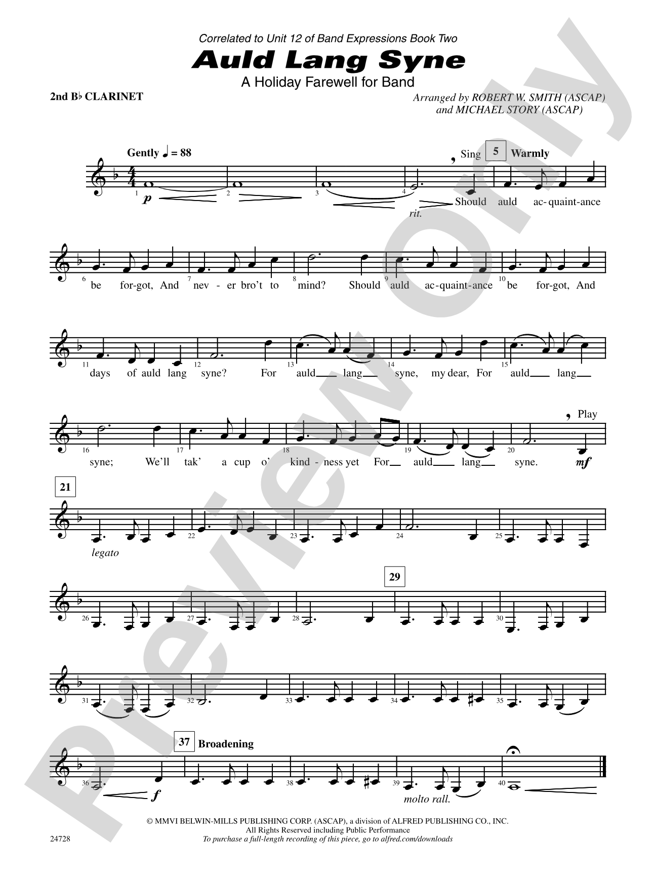 Auld Lang Syne (A Holiday Farewell for Band): 2nd B-flat Clarinet