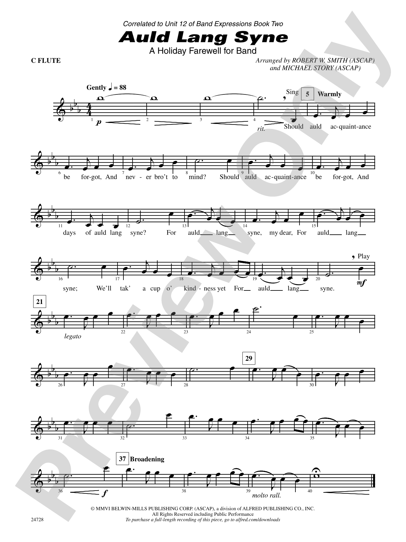 Auld Lang Syne (A Holiday Farewell for Band): Flute