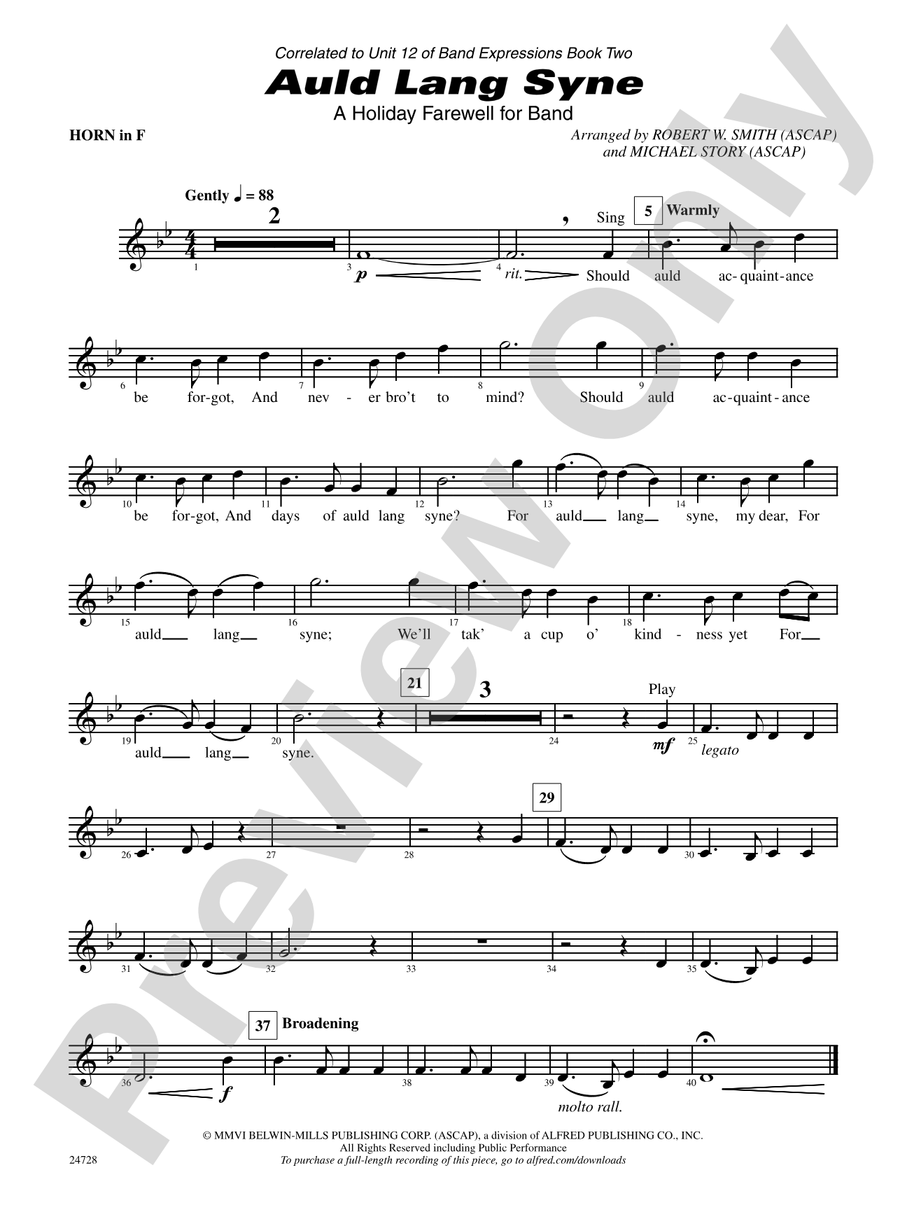 Auld Lang Syne (A Holiday Farewell for Band): 1st F Horn