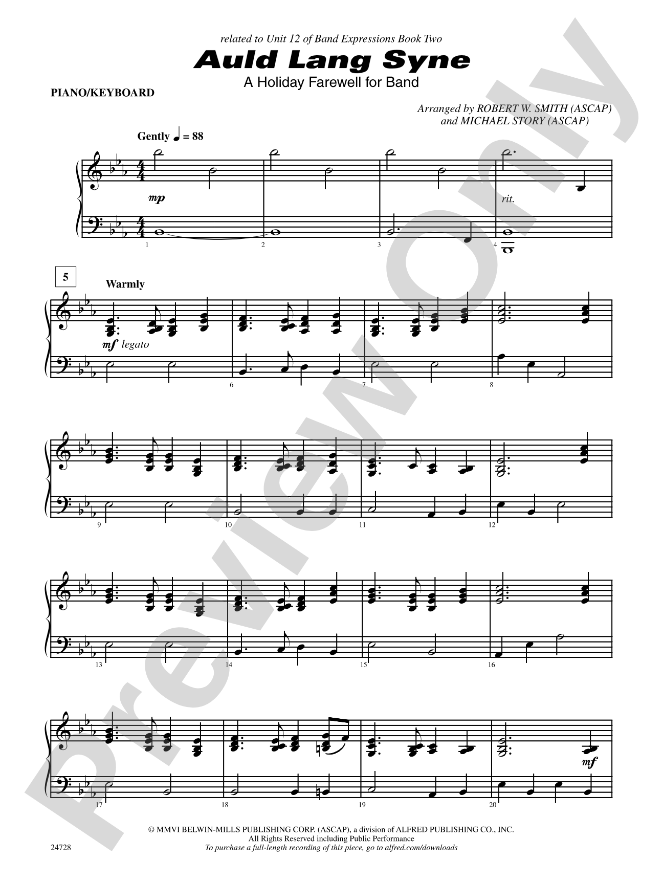 Auld Lang Syne (A Holiday Farewell for Band): Piano Accompaniment