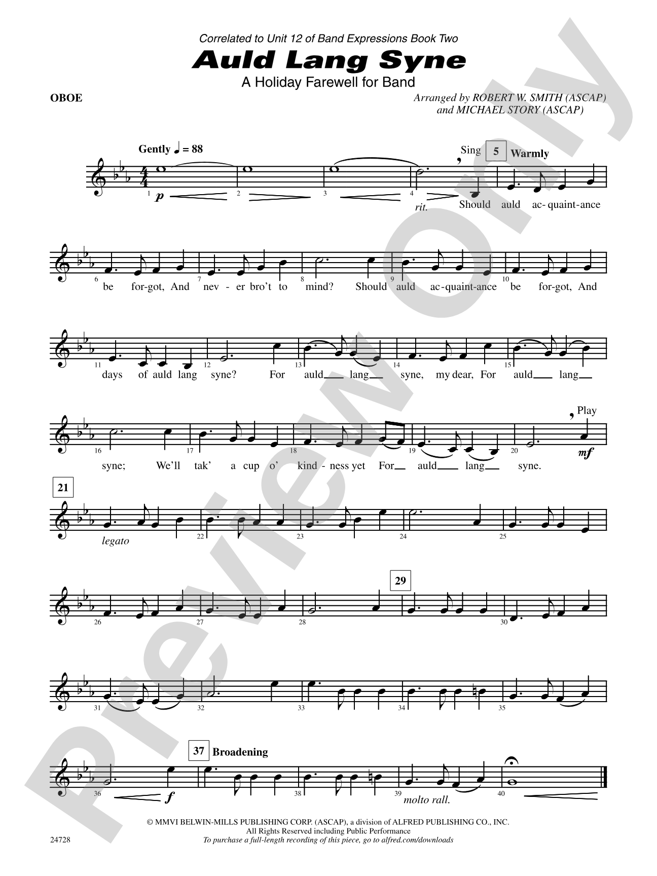 Auld Lang Syne (A Holiday Farewell for Band): Oboe