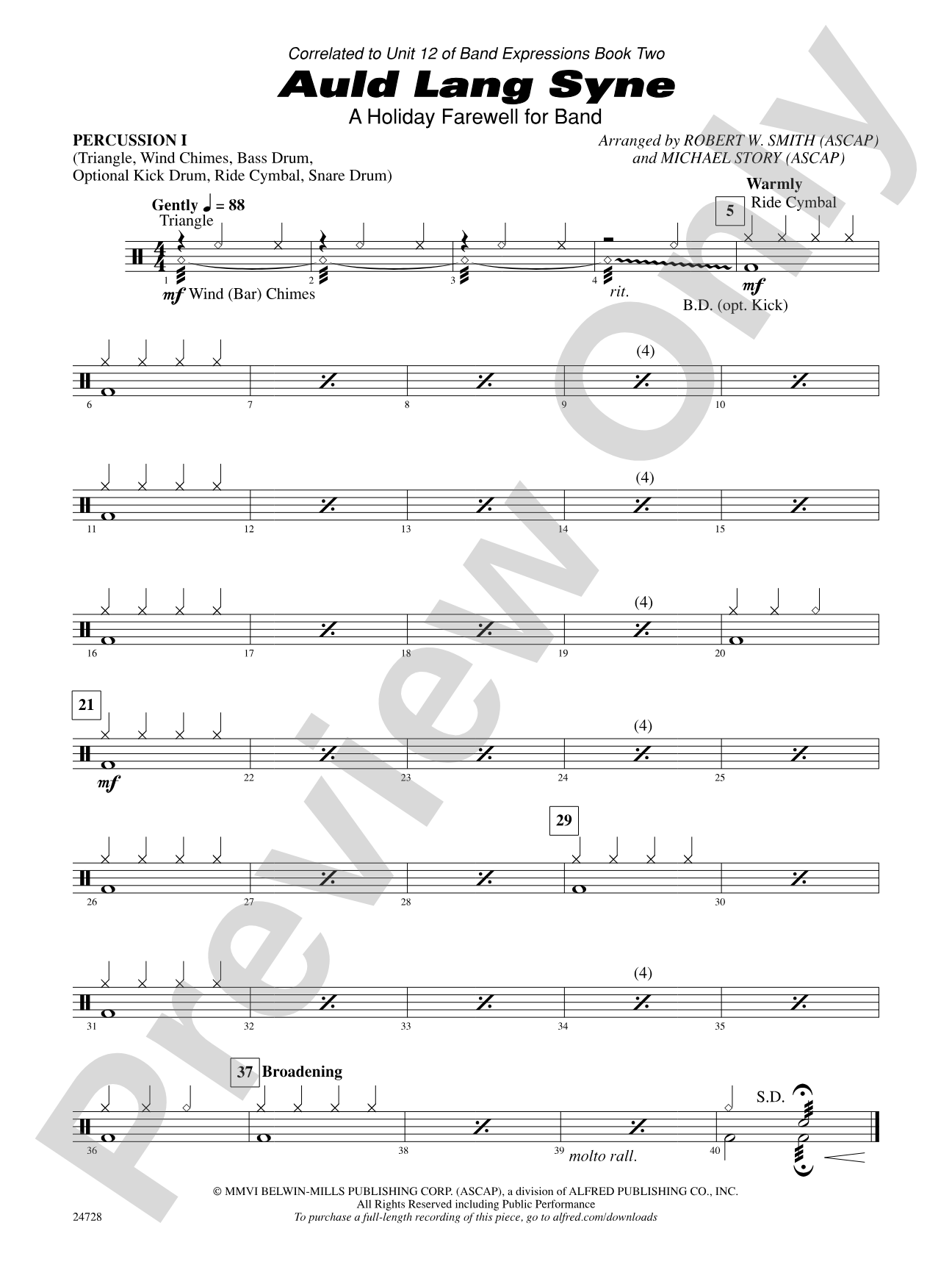 Auld Lang Syne (A Holiday Farewell for Band): 1st Percussion