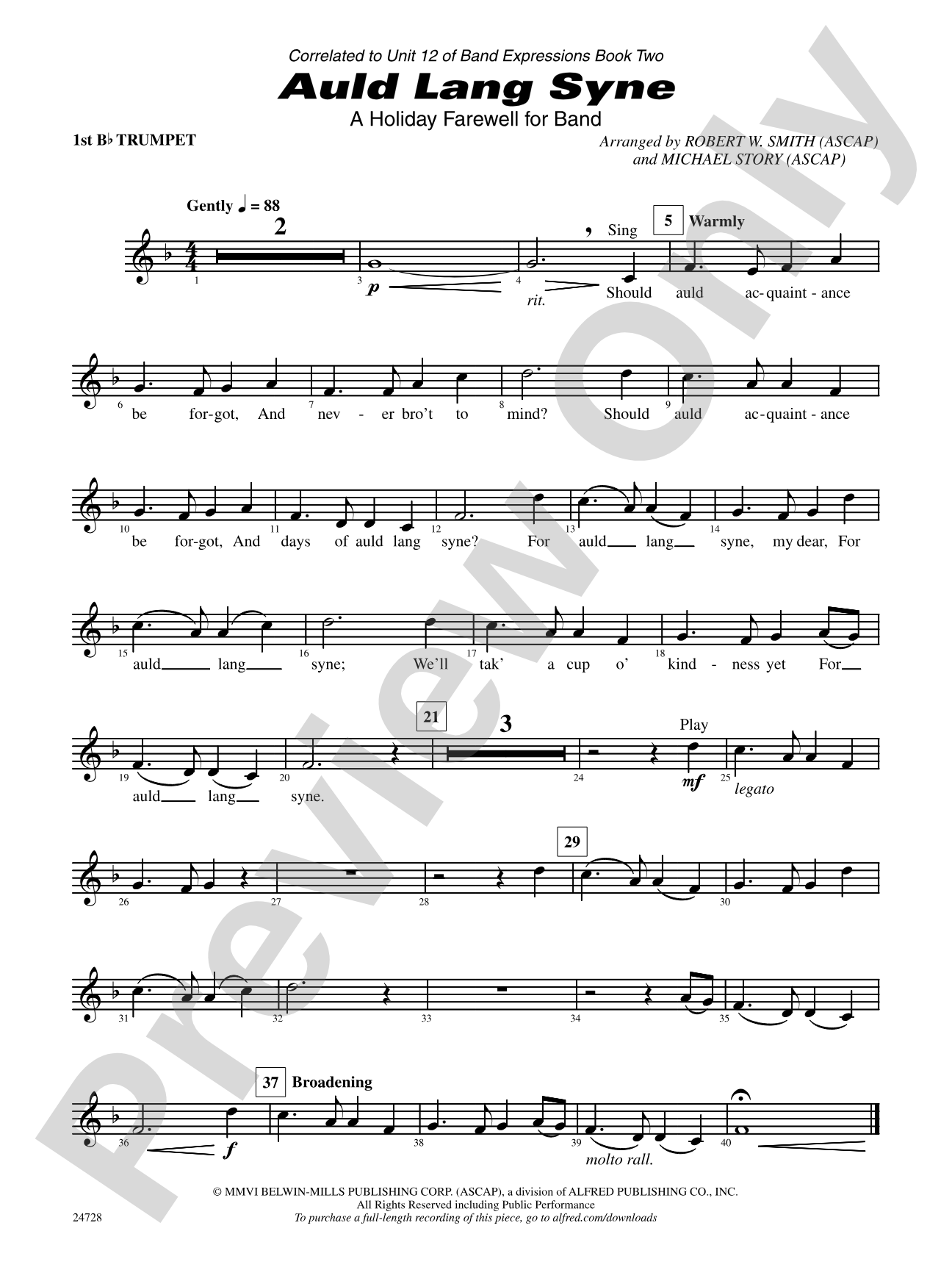 Auld Lang Syne (A Holiday Farewell for Band): 1st B-flat Trumpet