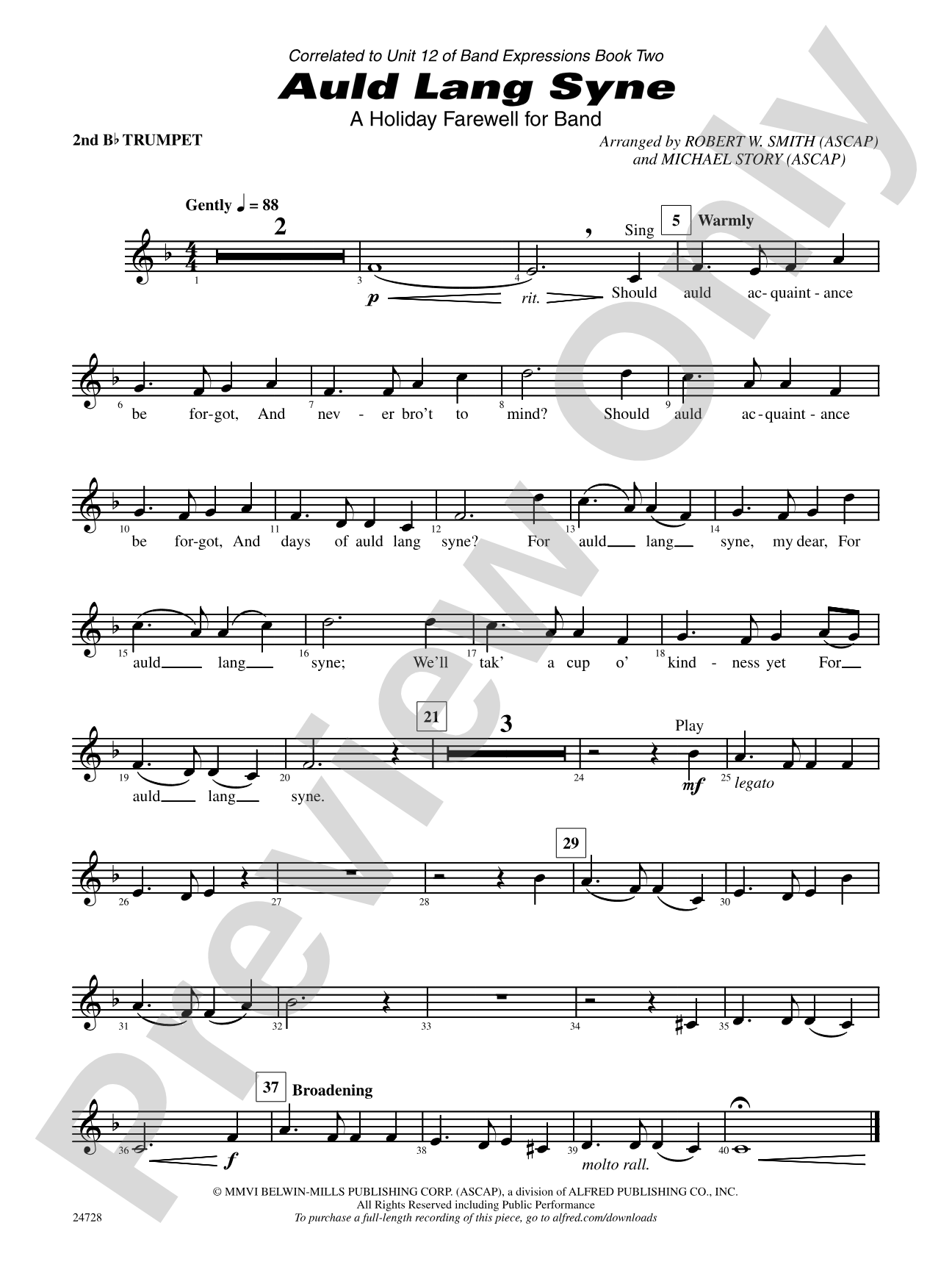 Auld Lang Syne (A Holiday Farewell for Band): 2nd B-flat Trumpet
