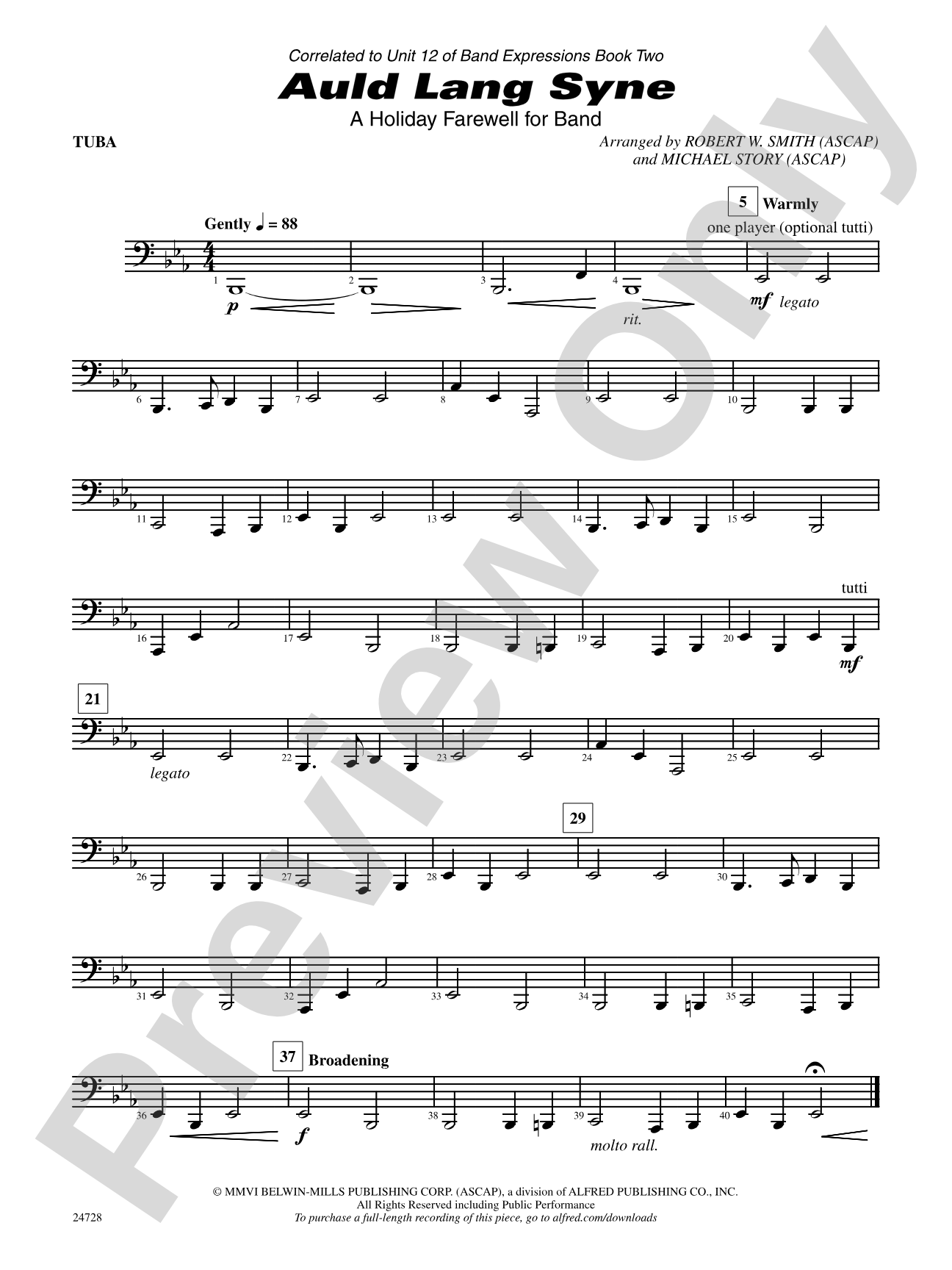 Auld Lang Syne (A Holiday Farewell for Band): Tuba