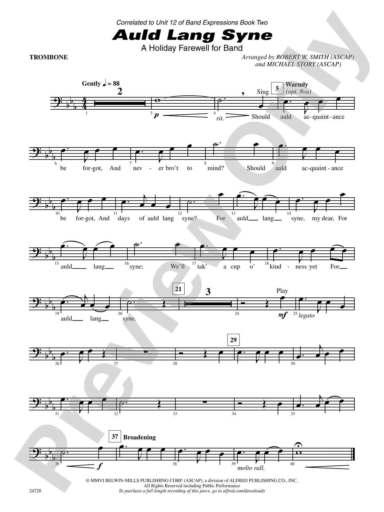 Auld Lang Syne (A Holiday Farewell for Band): 1st Trombone