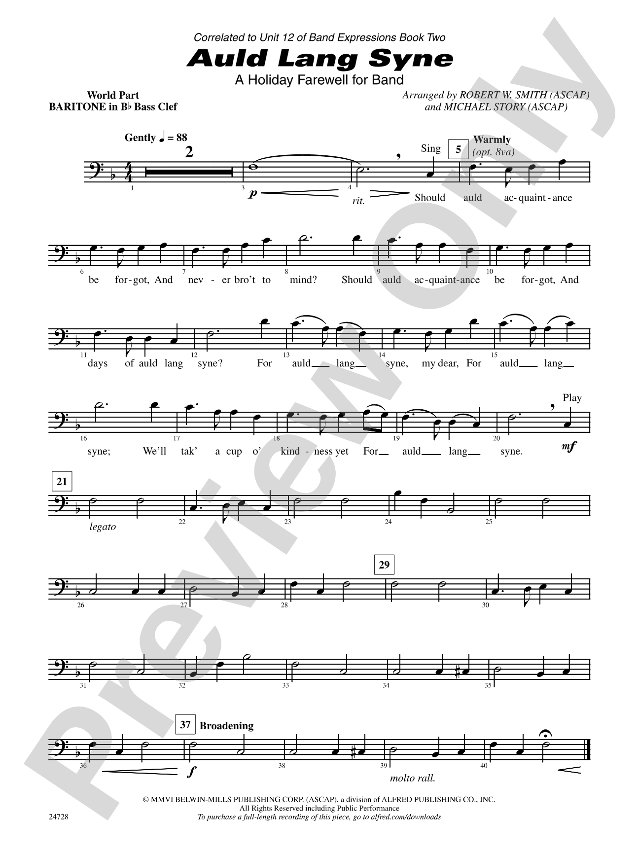 Auld Lang Syne (A Holiday Farewell for Band): (wp) B-flat Baritone B.C.