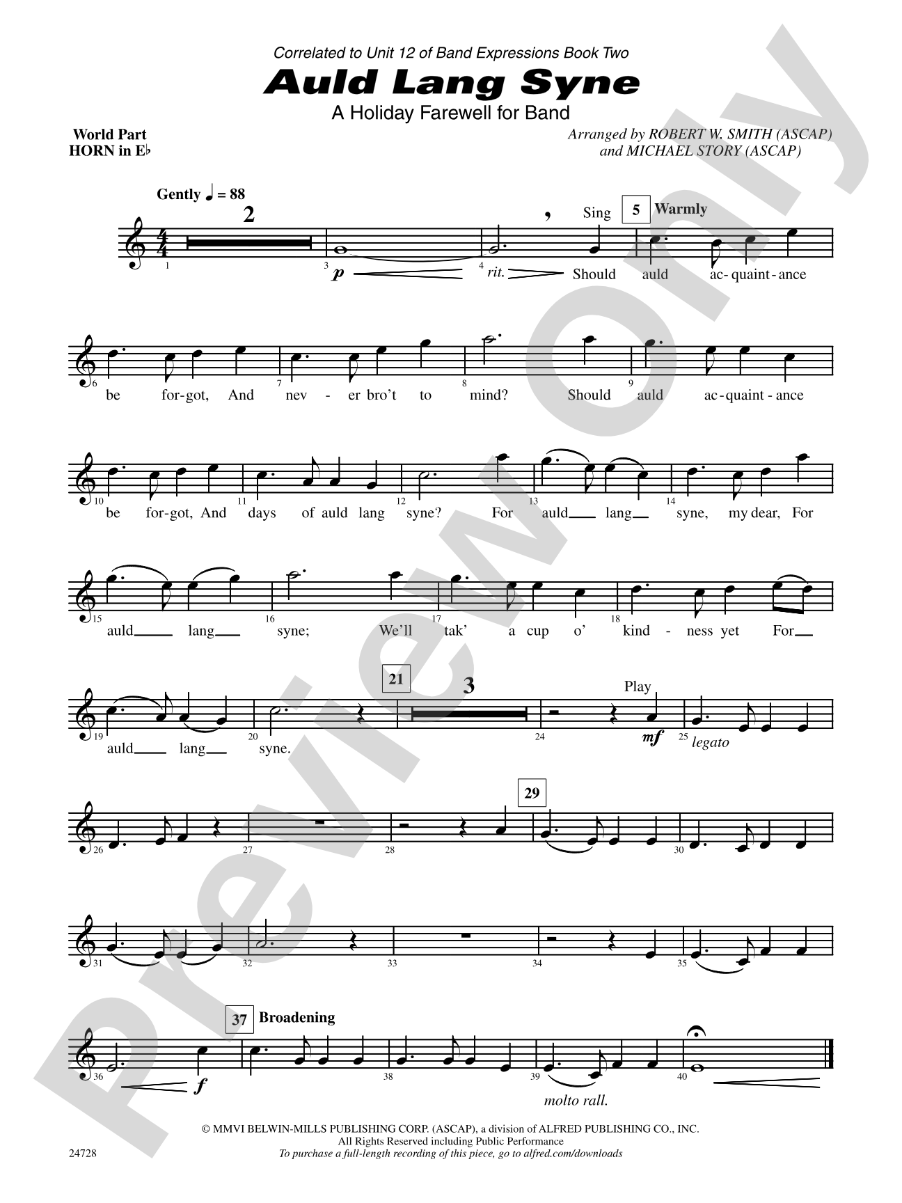 Auld Lang Syne (A Holiday Farewell for Band): (wp) 1st Horn in E-flat