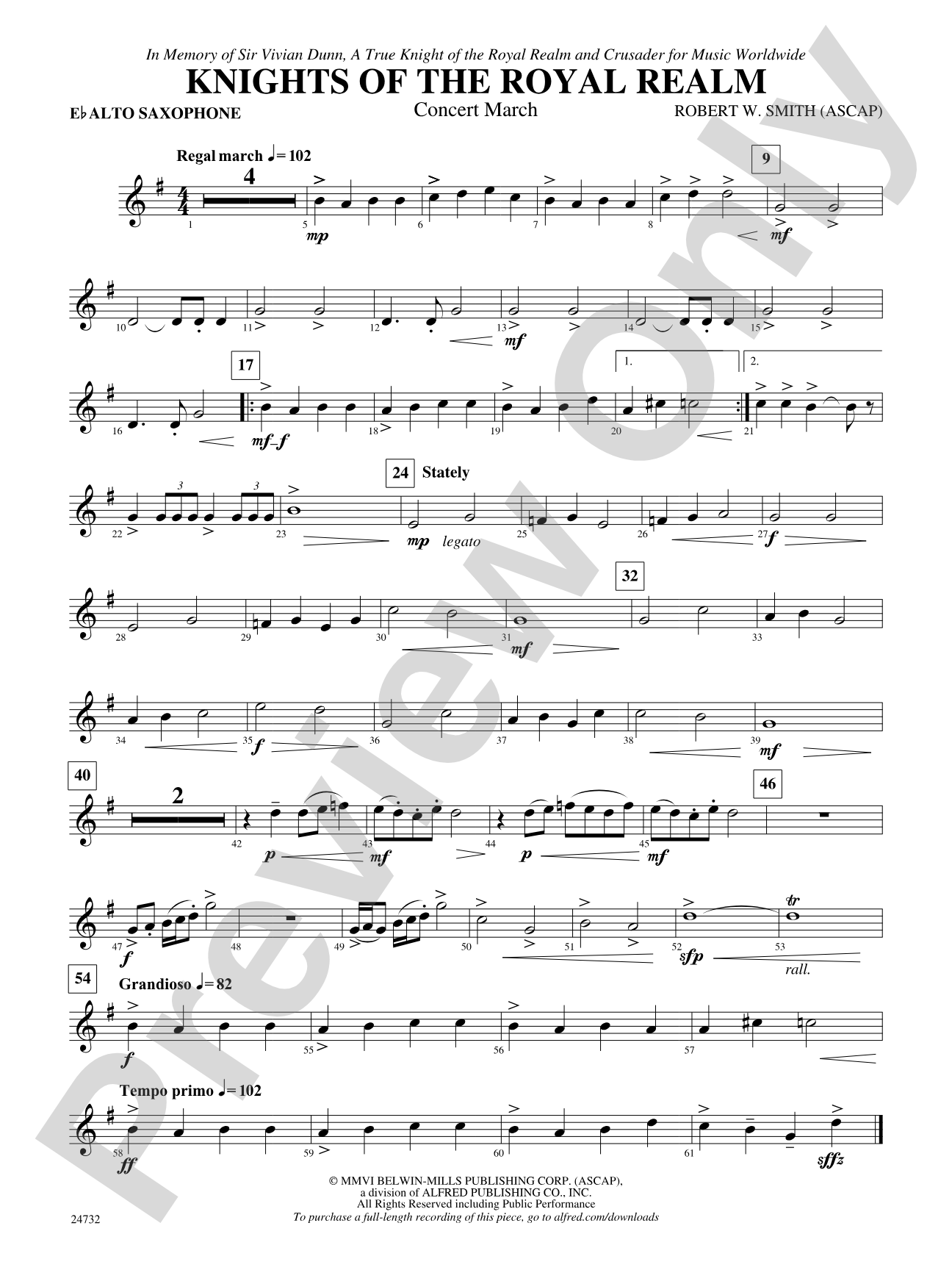 Knights of the Royal Realm (Concert March): E-flat Alto Saxophone