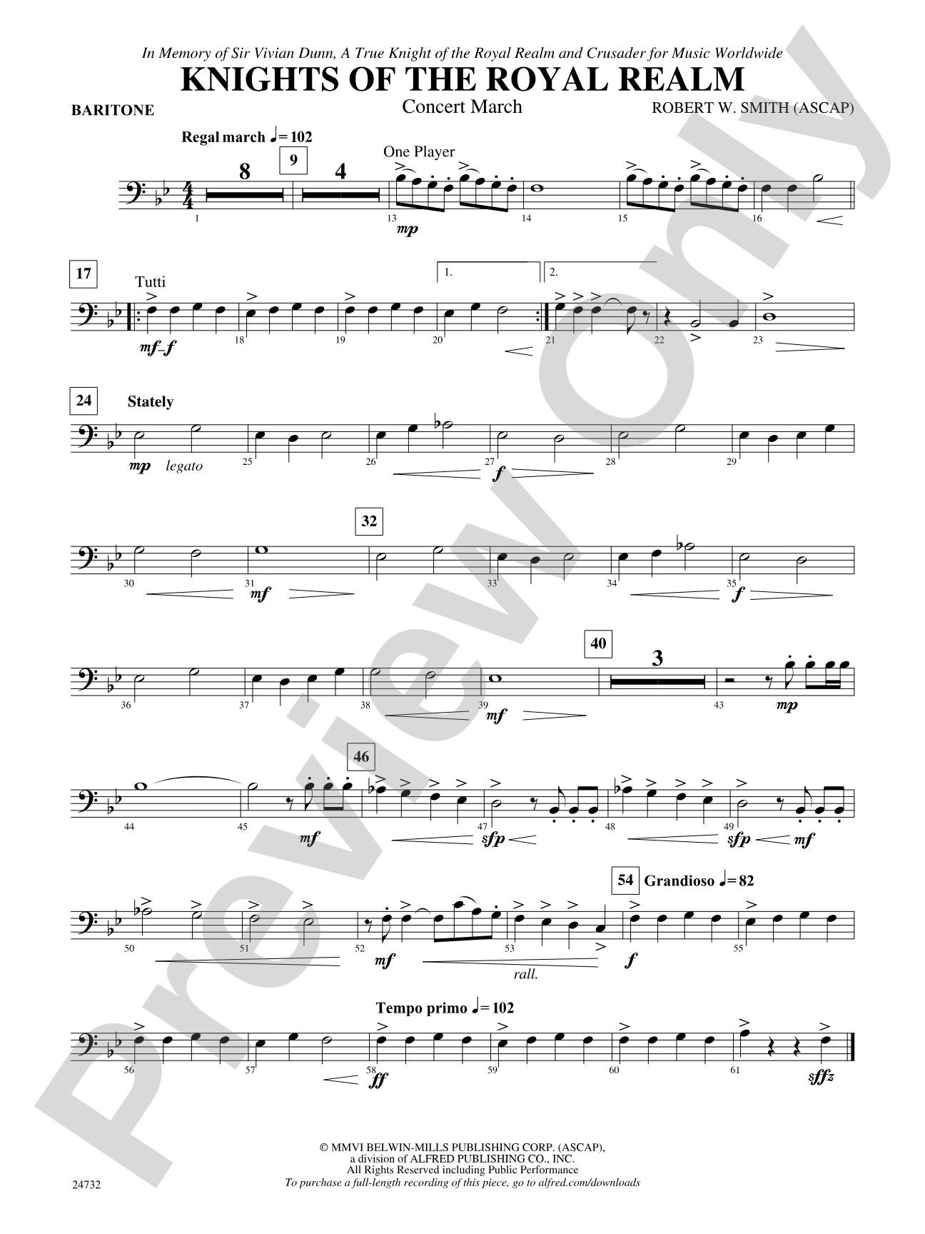 Knights of the Royal Realm (Concert March): Baritone B.C.