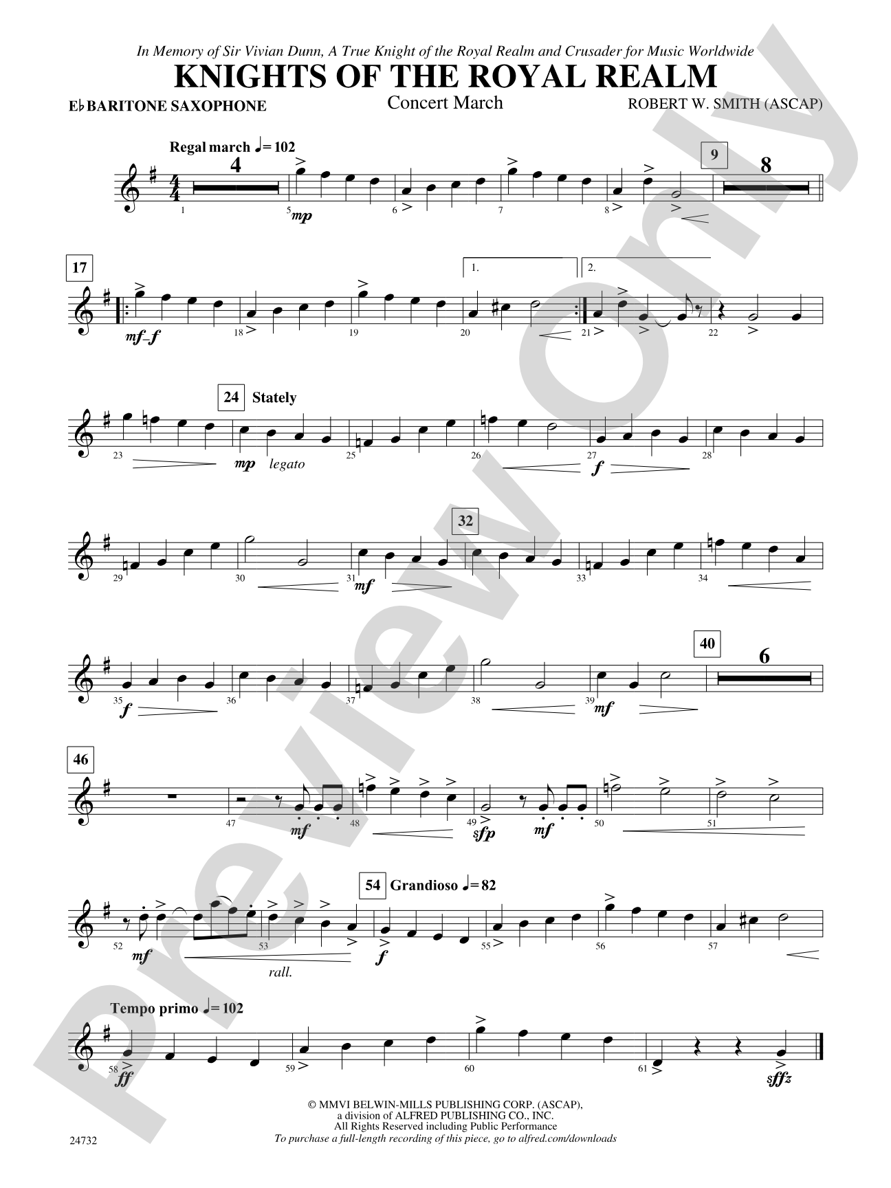 Knights of the Royal Realm (Concert March): E-flat Baritone Saxophone