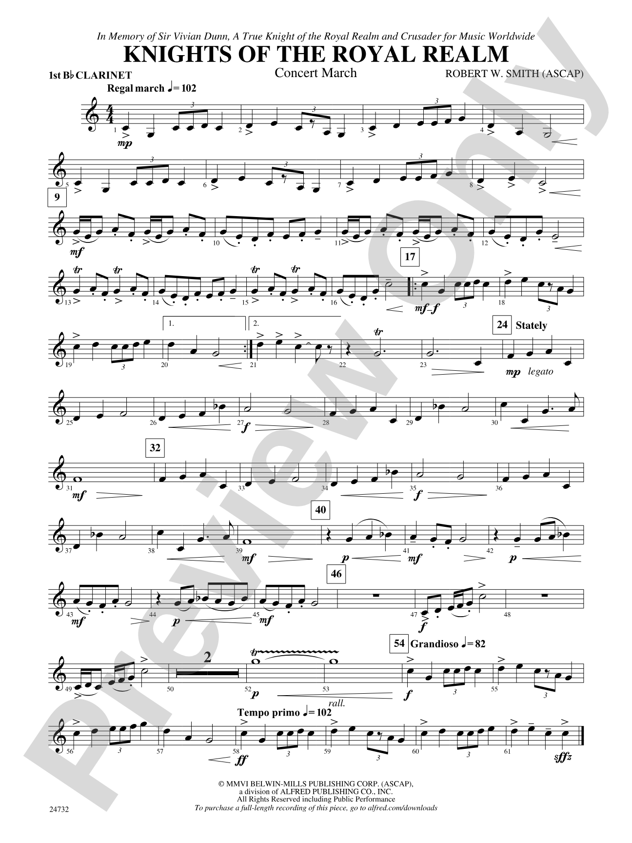 Knights of the Royal Realm (Concert March): 1st B-flat Clarinet