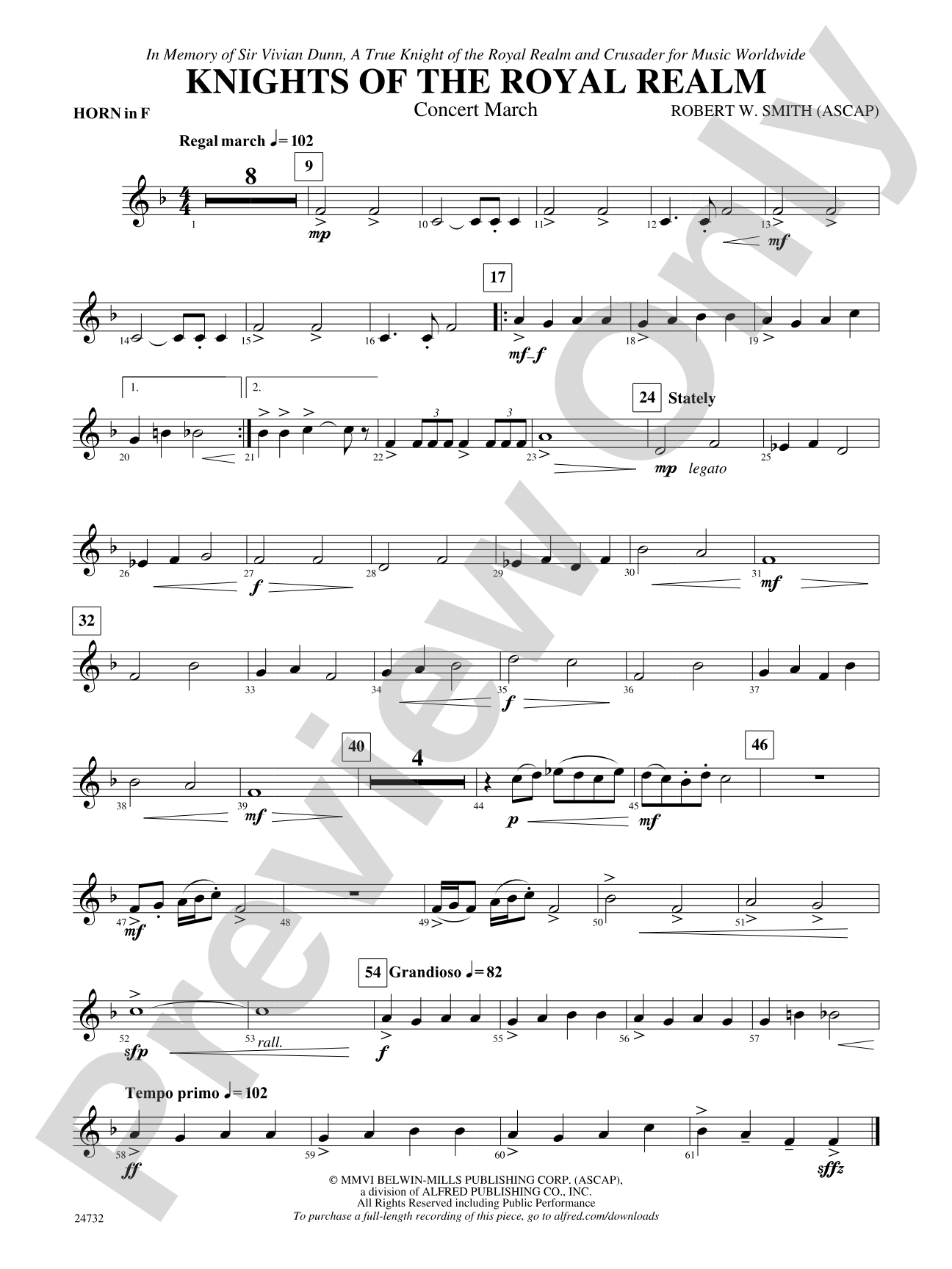 Knights of the Royal Realm (Concert March): 1st F Horn