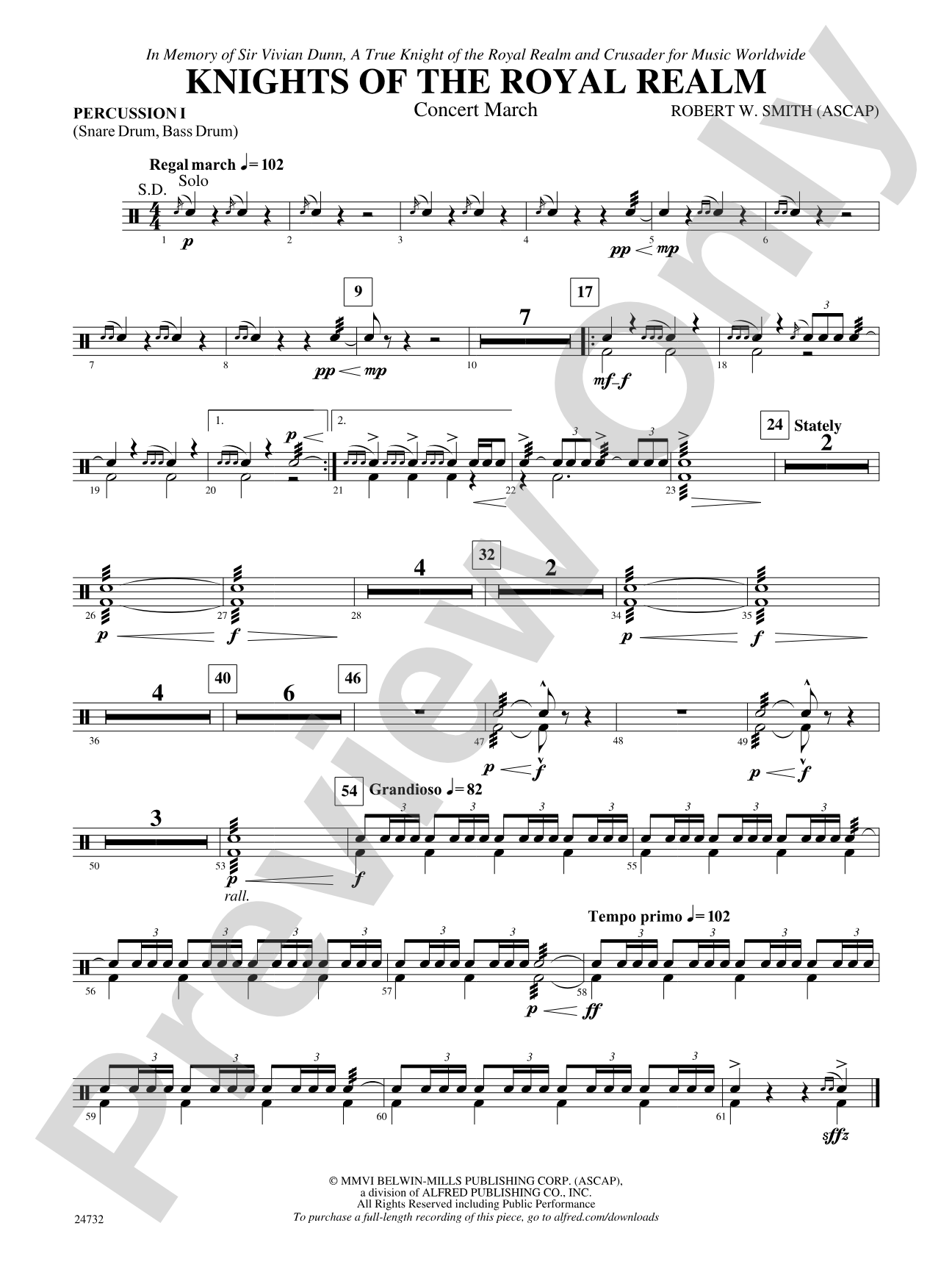 Knights of the Royal Realm (Concert March): 1st Percussion