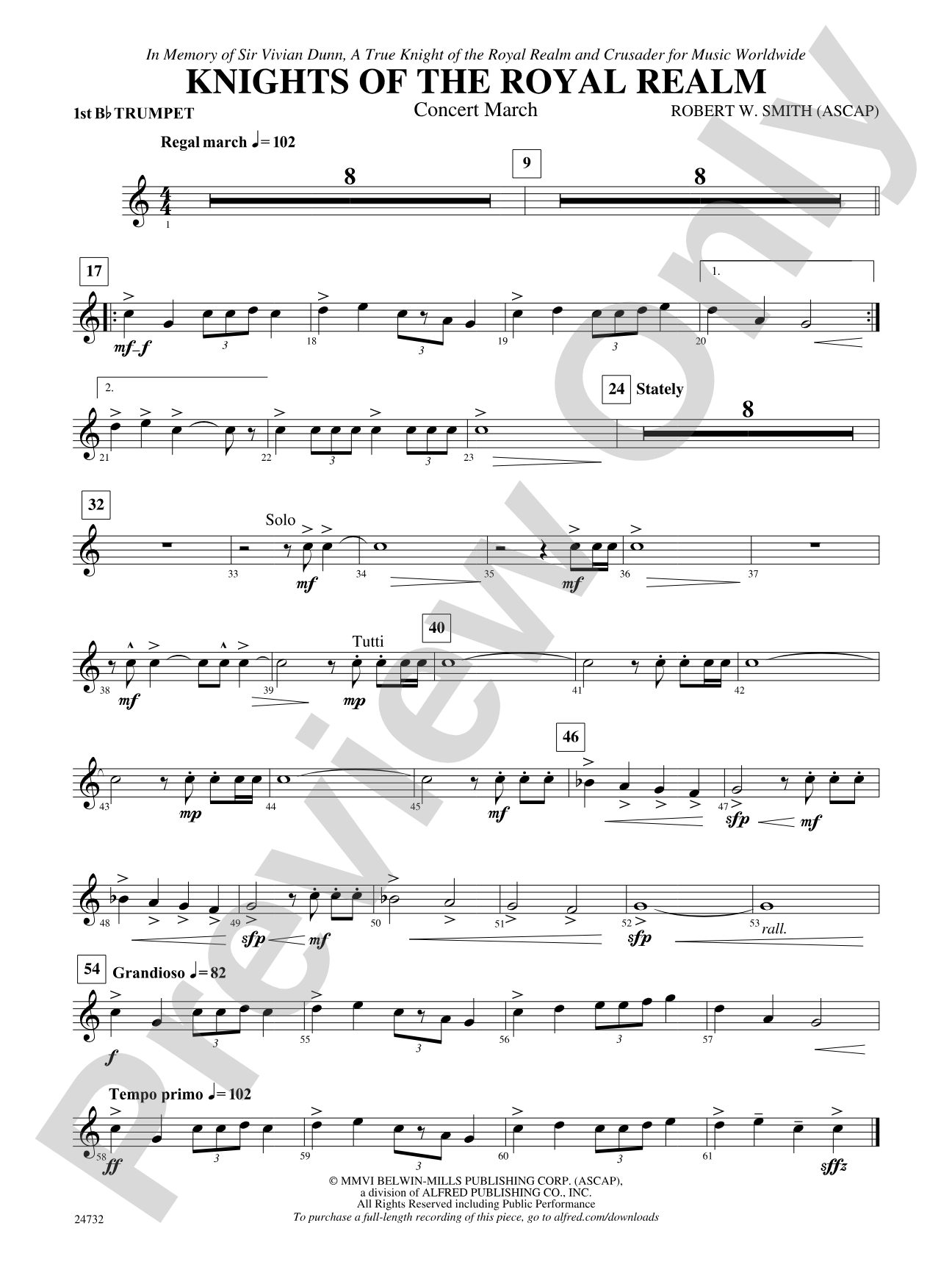 Knights of the Royal Realm (Concert March): 1st B-flat Trumpet