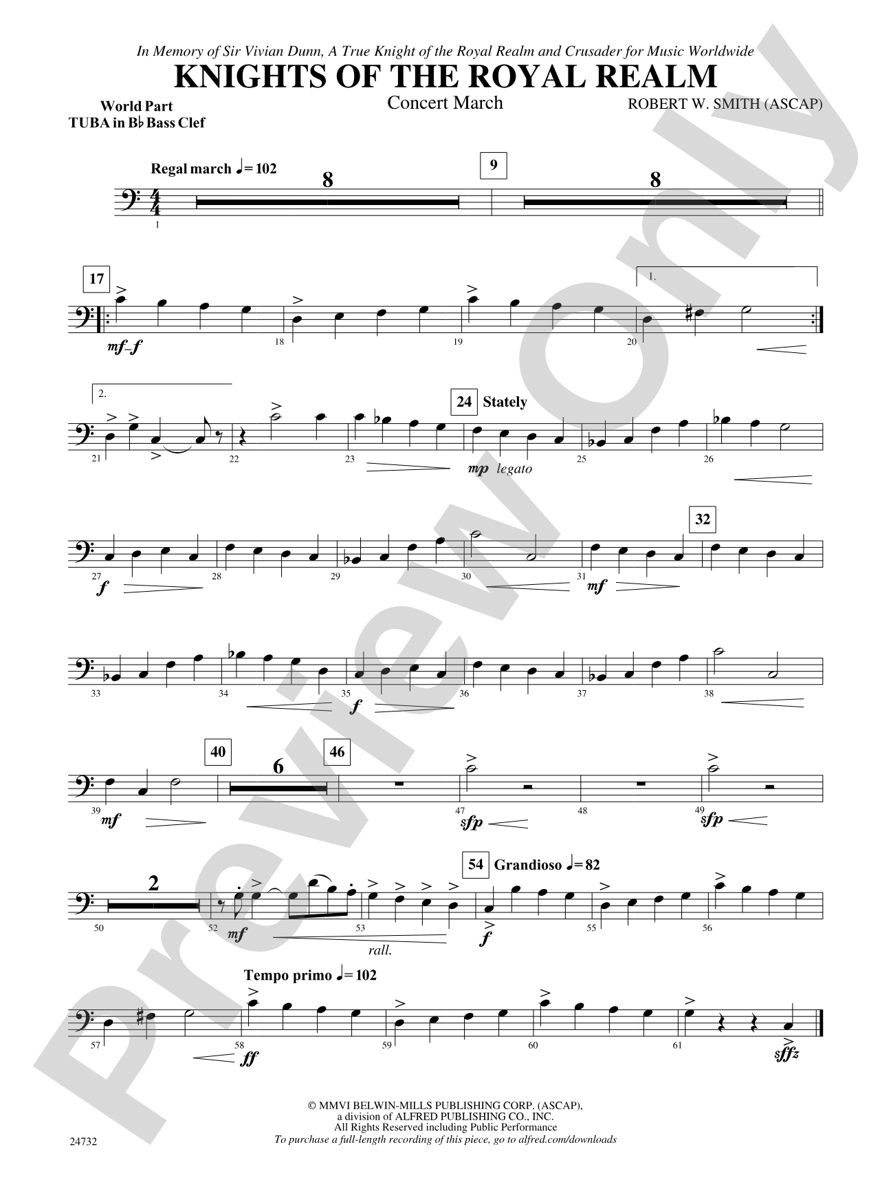 Knights of the Royal Realm (Concert March): (wp) B-flat Tuba B.C.