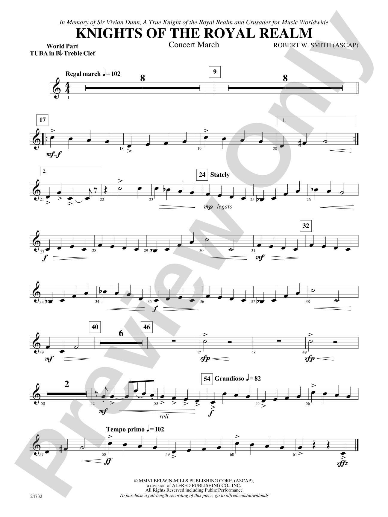 Knights of the Royal Realm (Concert March): (wp) B-flat Tuba T.C.