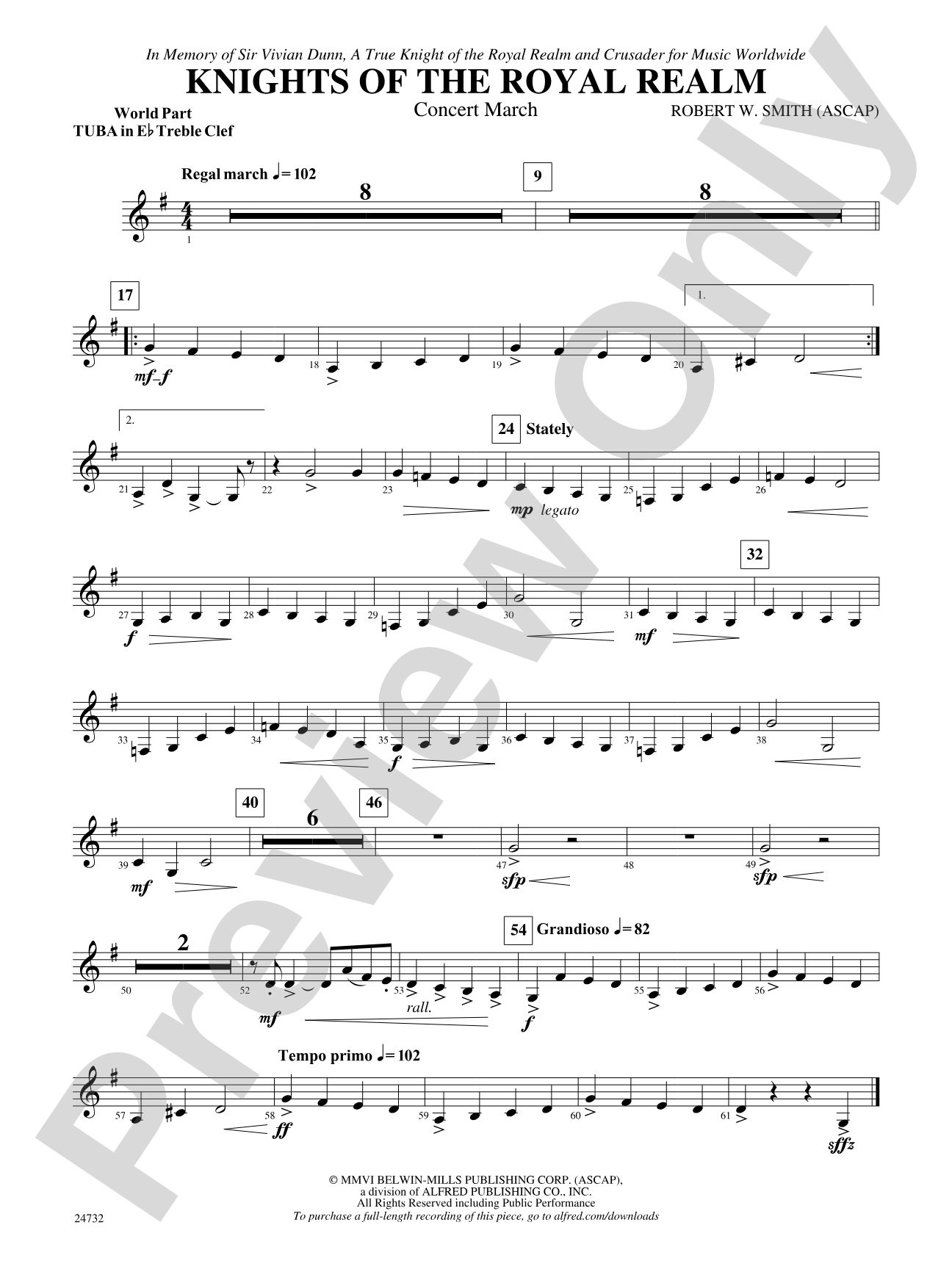 Knights of the Royal Realm (Concert March): (wp) E-flat Tuba T.C.