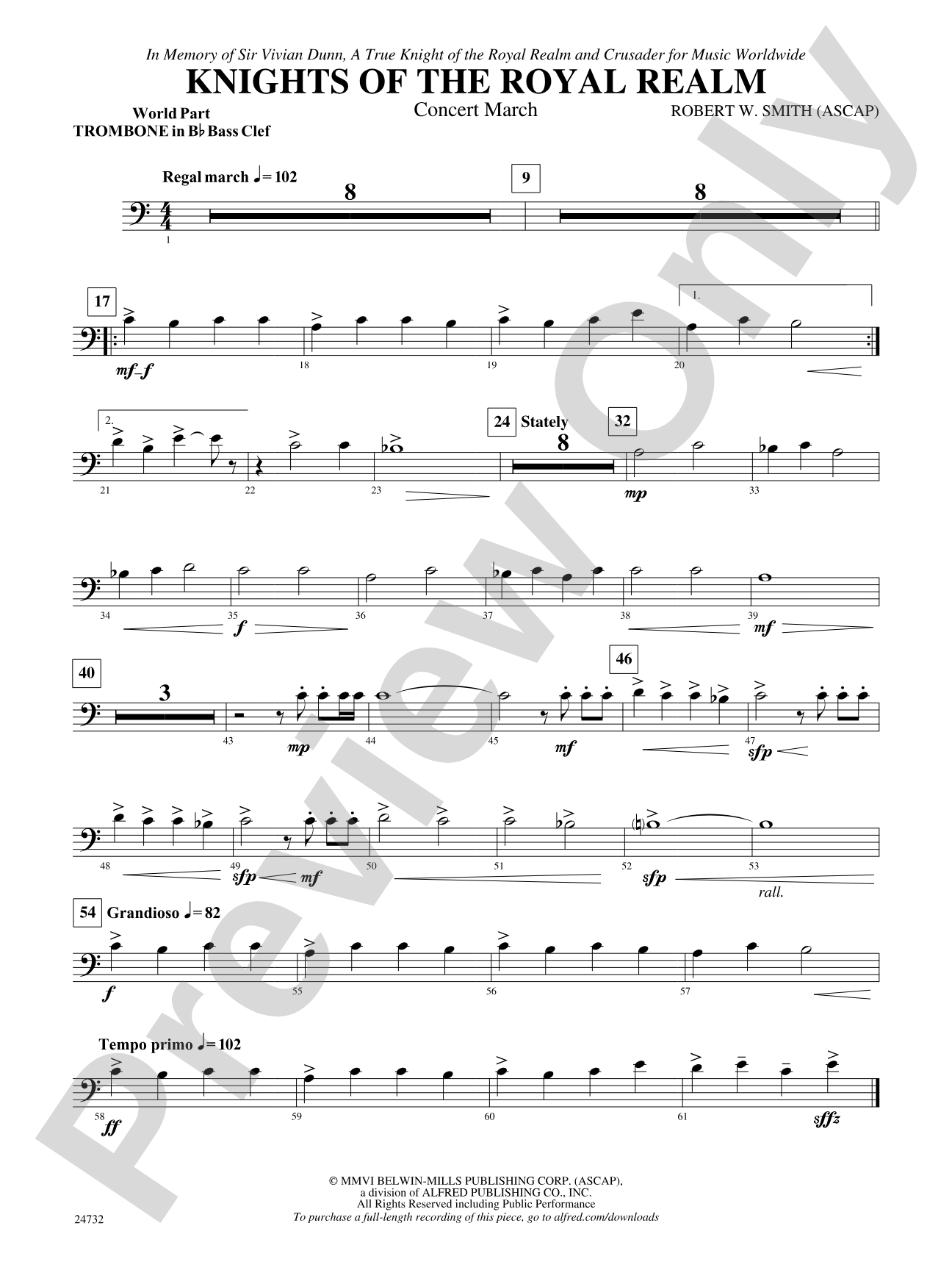 Knights of the Royal Realm (Concert March): (wp) Bb Trombone B.C. 1