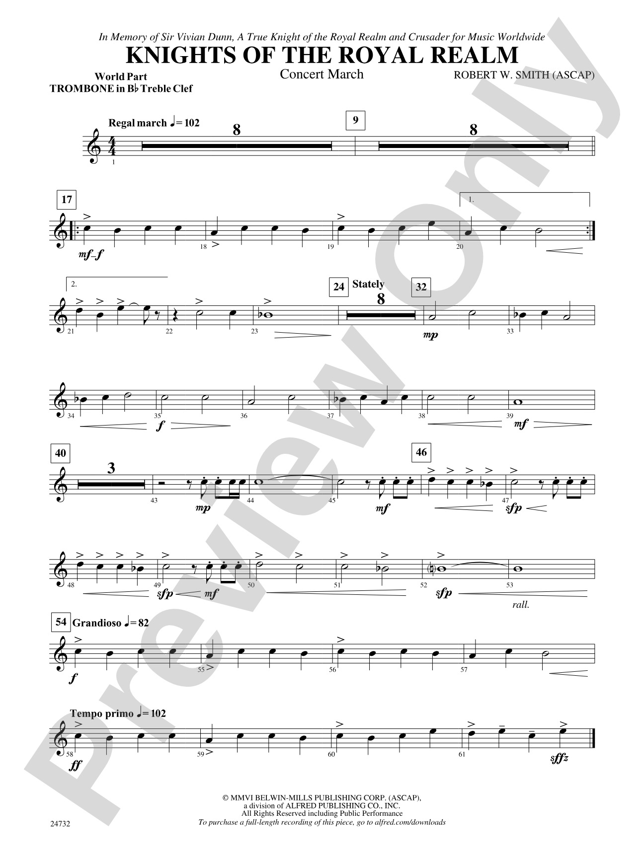 Knights of the Royal Realm (Concert March): (wp) Bb Trombone T.C. 1