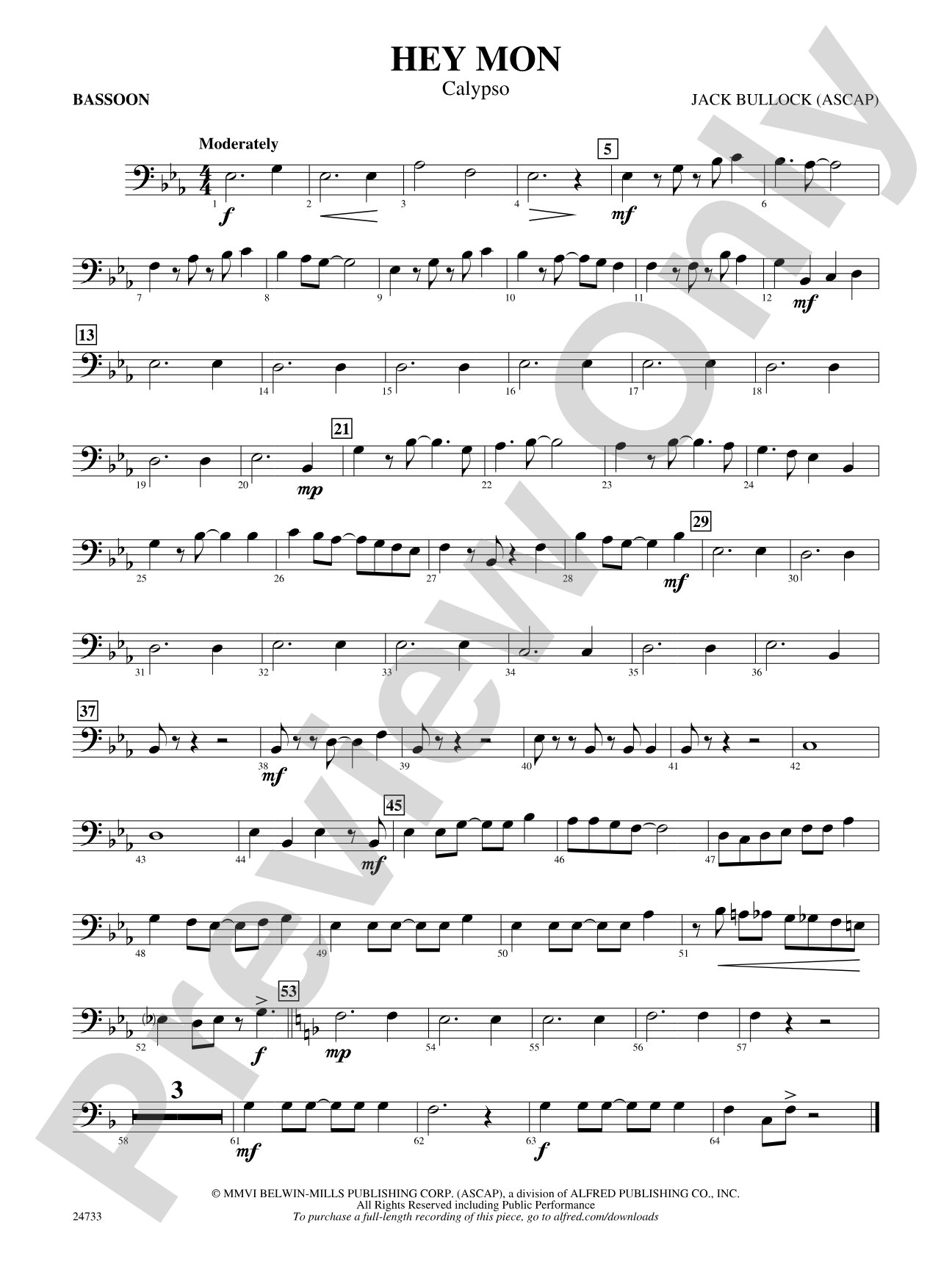Hey Mon (Calypso): Bassoon