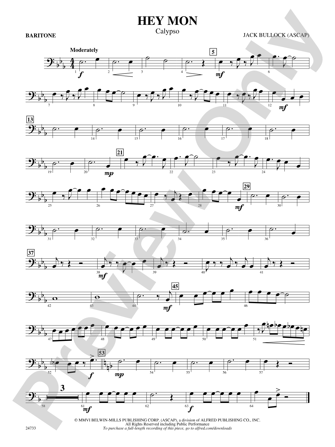 Hey Mon (Calypso): Baritone B.C.