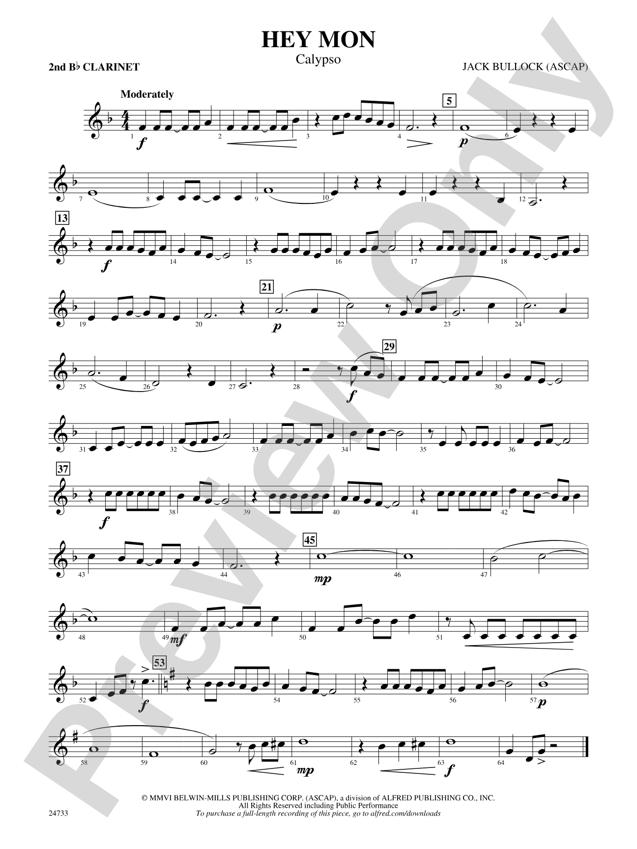 Hey Mon (Calypso): 2nd B-flat Clarinet