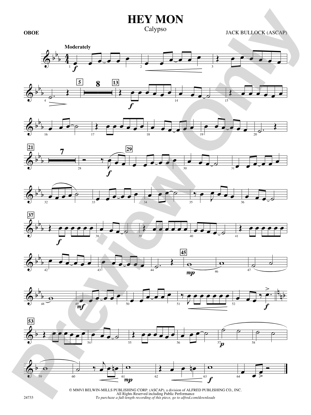 Hey Mon (Calypso): Oboe