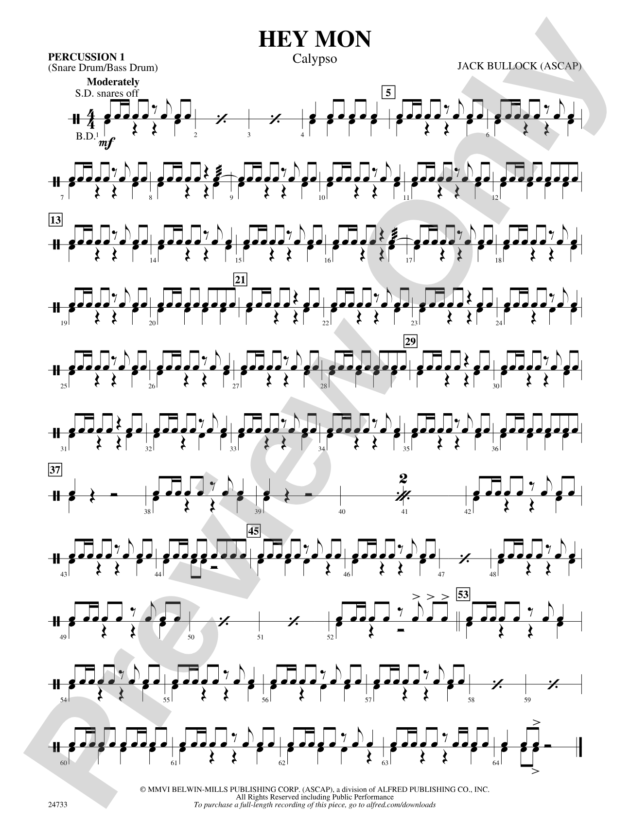 Hey Mon (Calypso): 1st Percussion