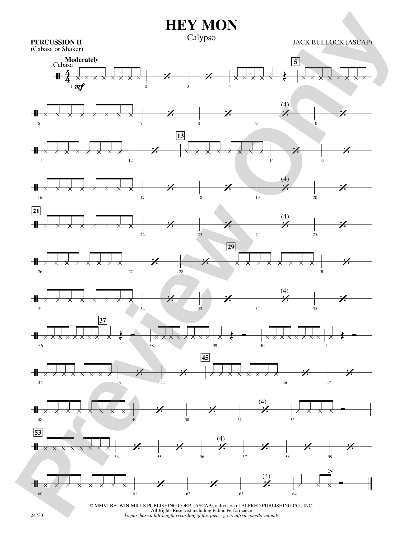 Hey Mon (Calypso): 2nd Percussion