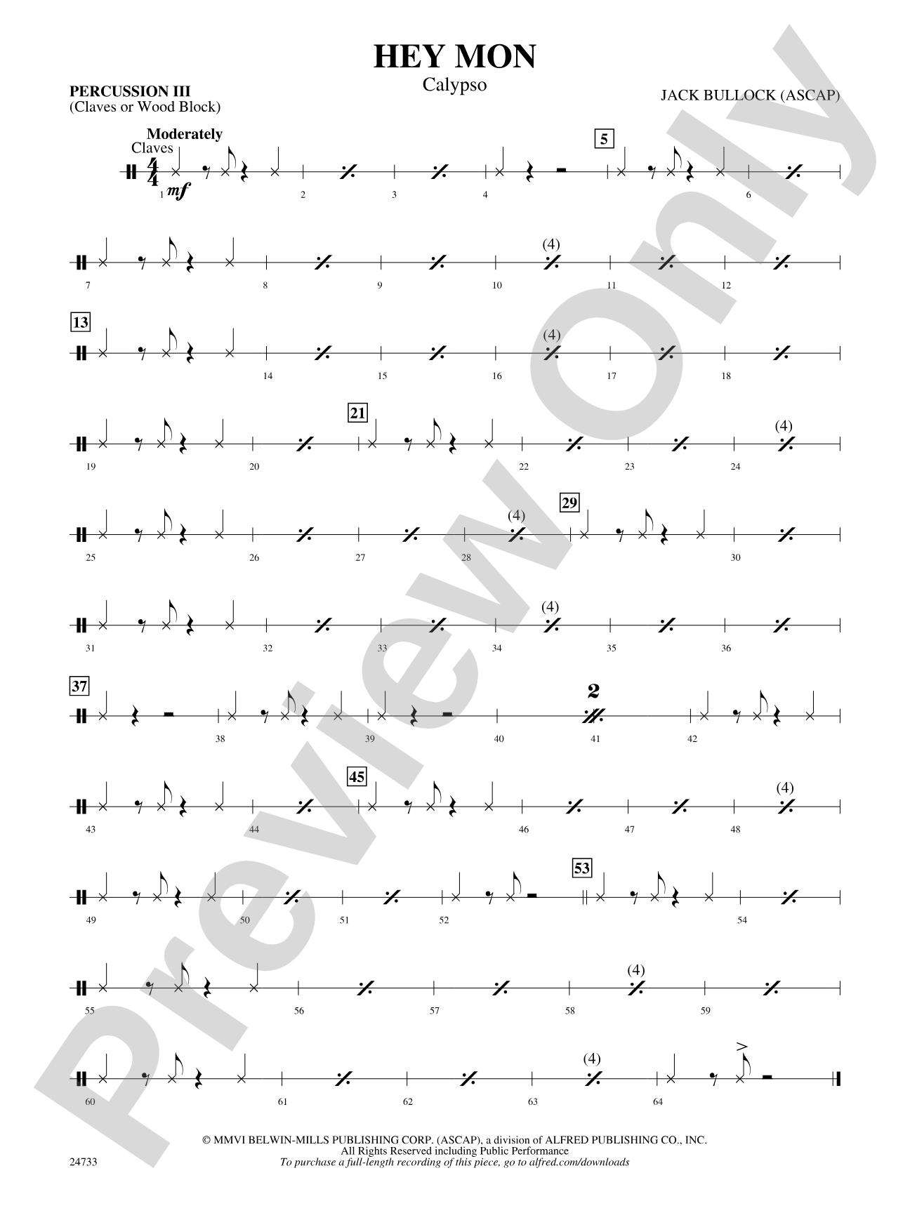 Hey Mon (Calypso): 3rd Percussion
