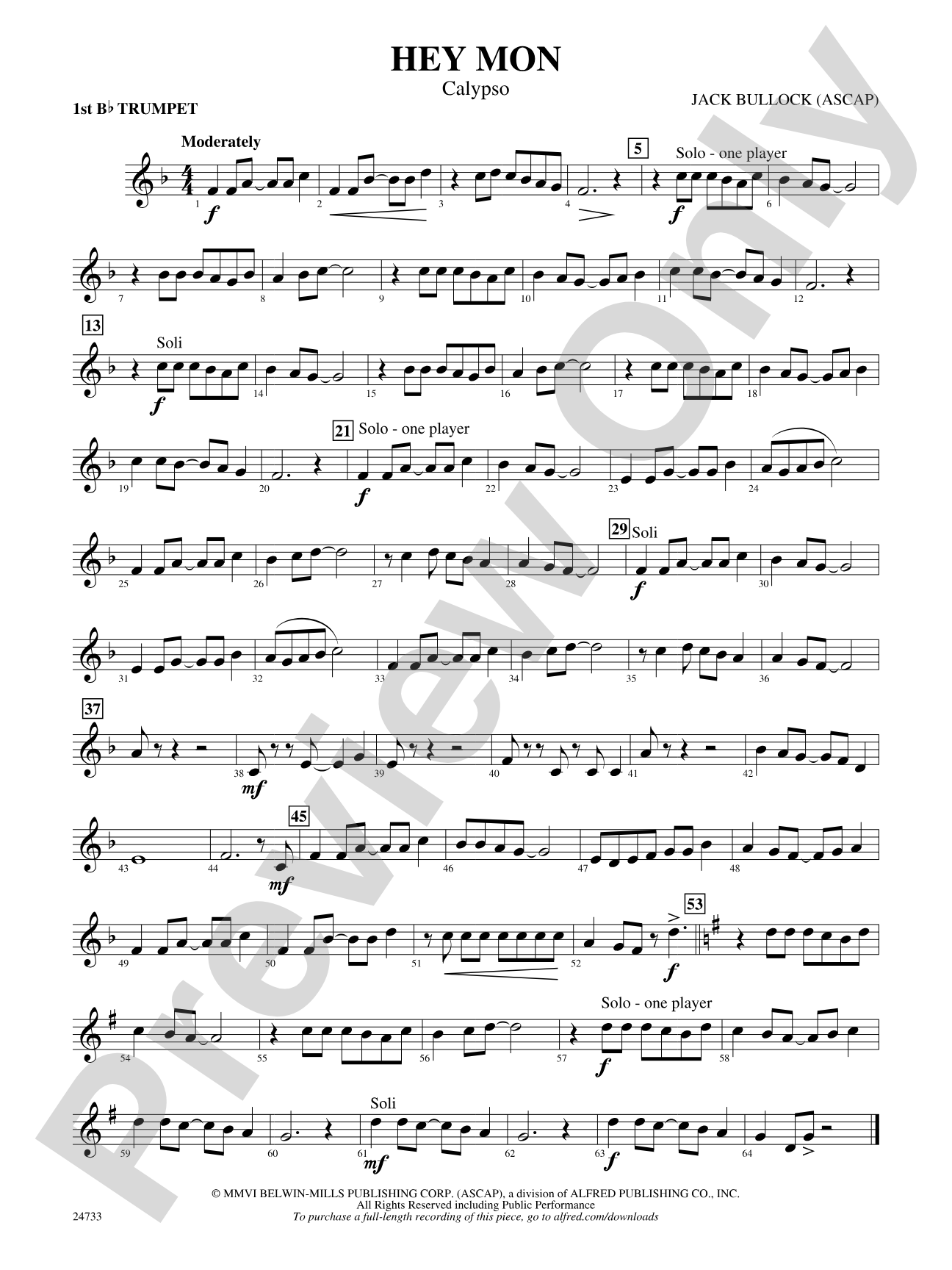 Hey Mon (Calypso): 1st B-flat Trumpet