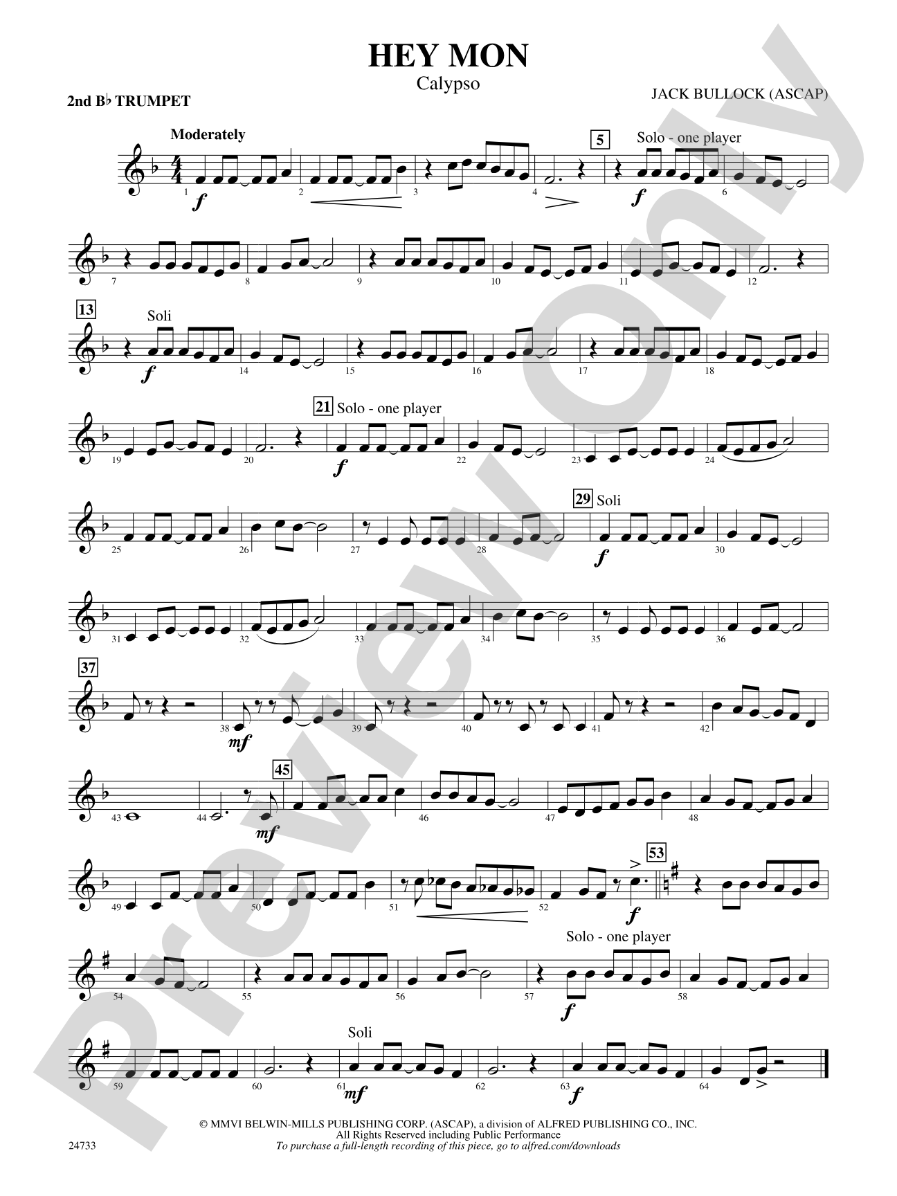 Hey Mon (Calypso): 2nd B-flat Trumpet