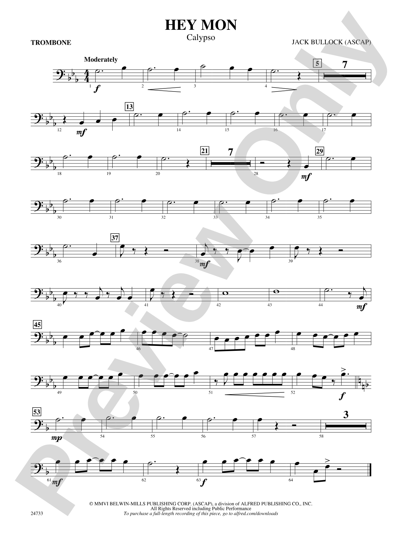 Hey Mon (Calypso): 1st Trombone
