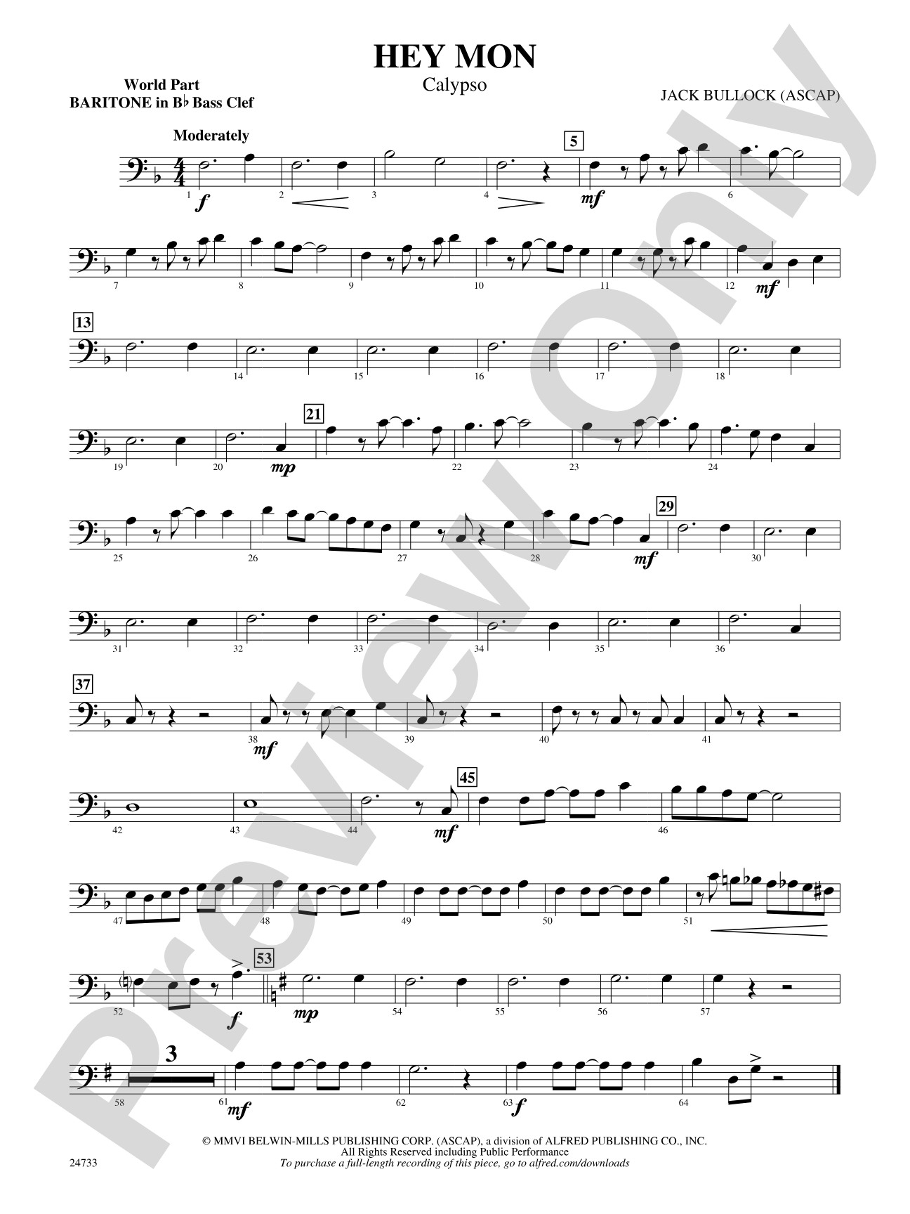 Hey Mon (Calypso): (wp) B-flat Baritone B.C.