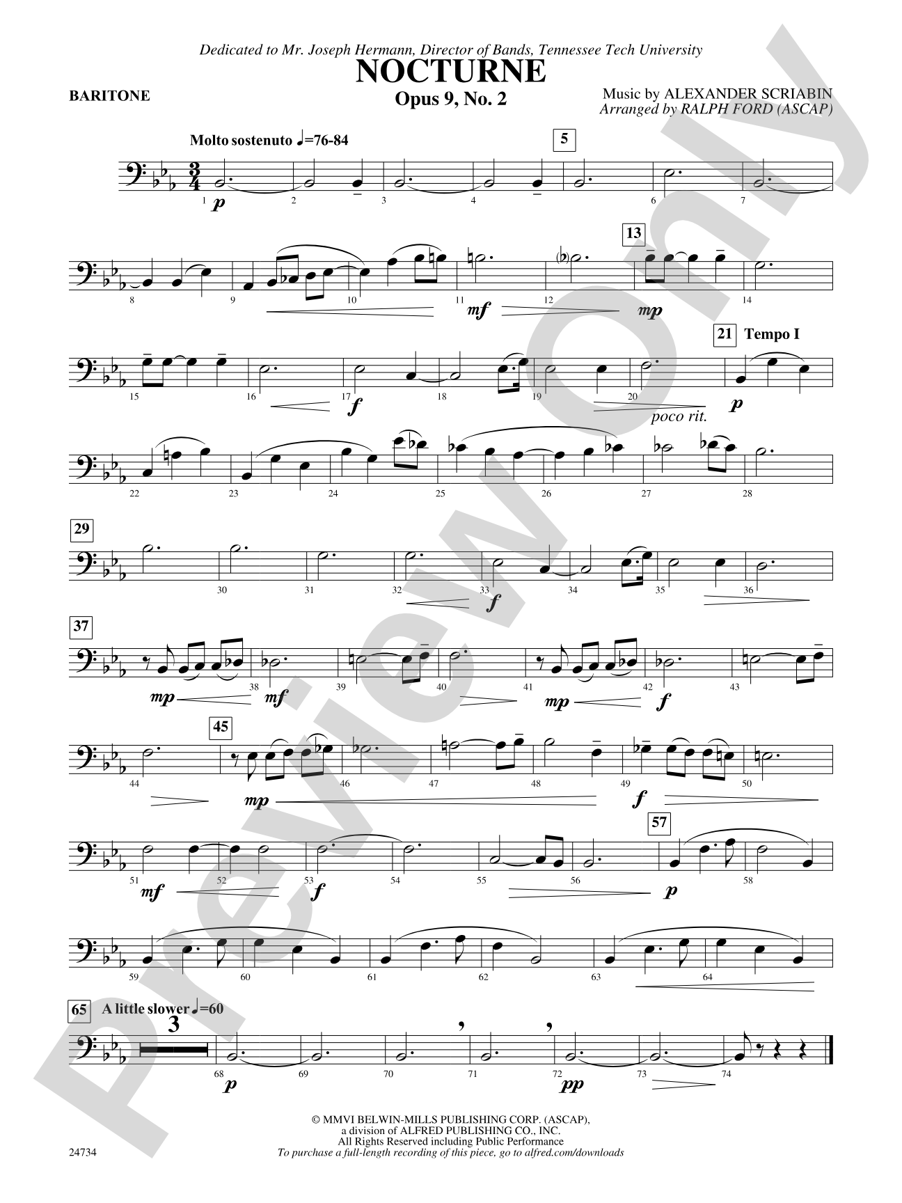 Nocturne (Opus 9, No. 2): Baritone B.C.