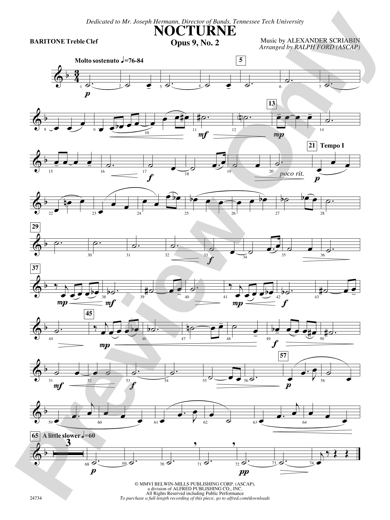 Nocturne (Opus 9, No. 2): Baritone T.C.