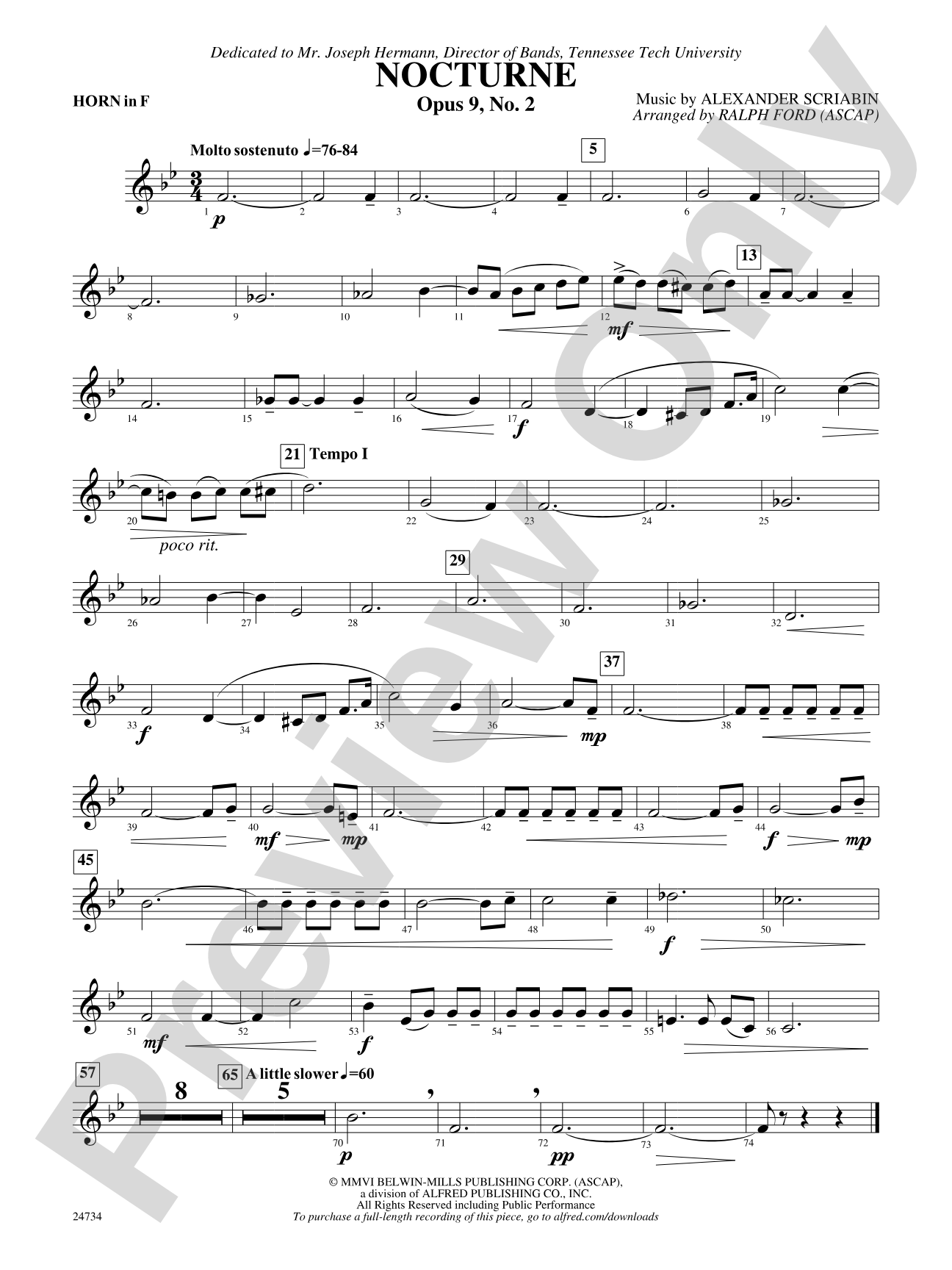 Nocturne (Opus 9, No. 2): 1st F Horn