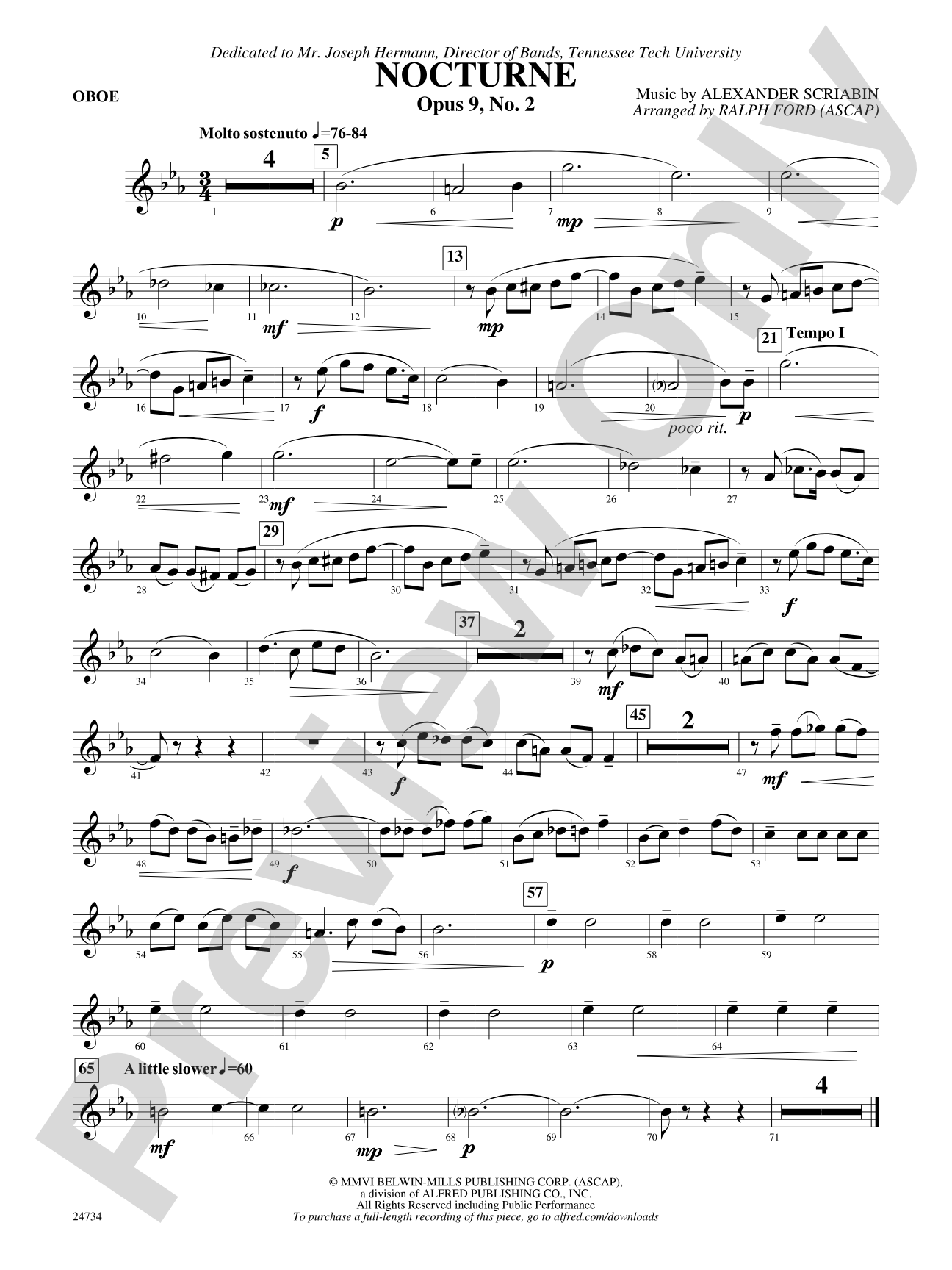 Nocturne (Opus 9, No. 2): Oboe