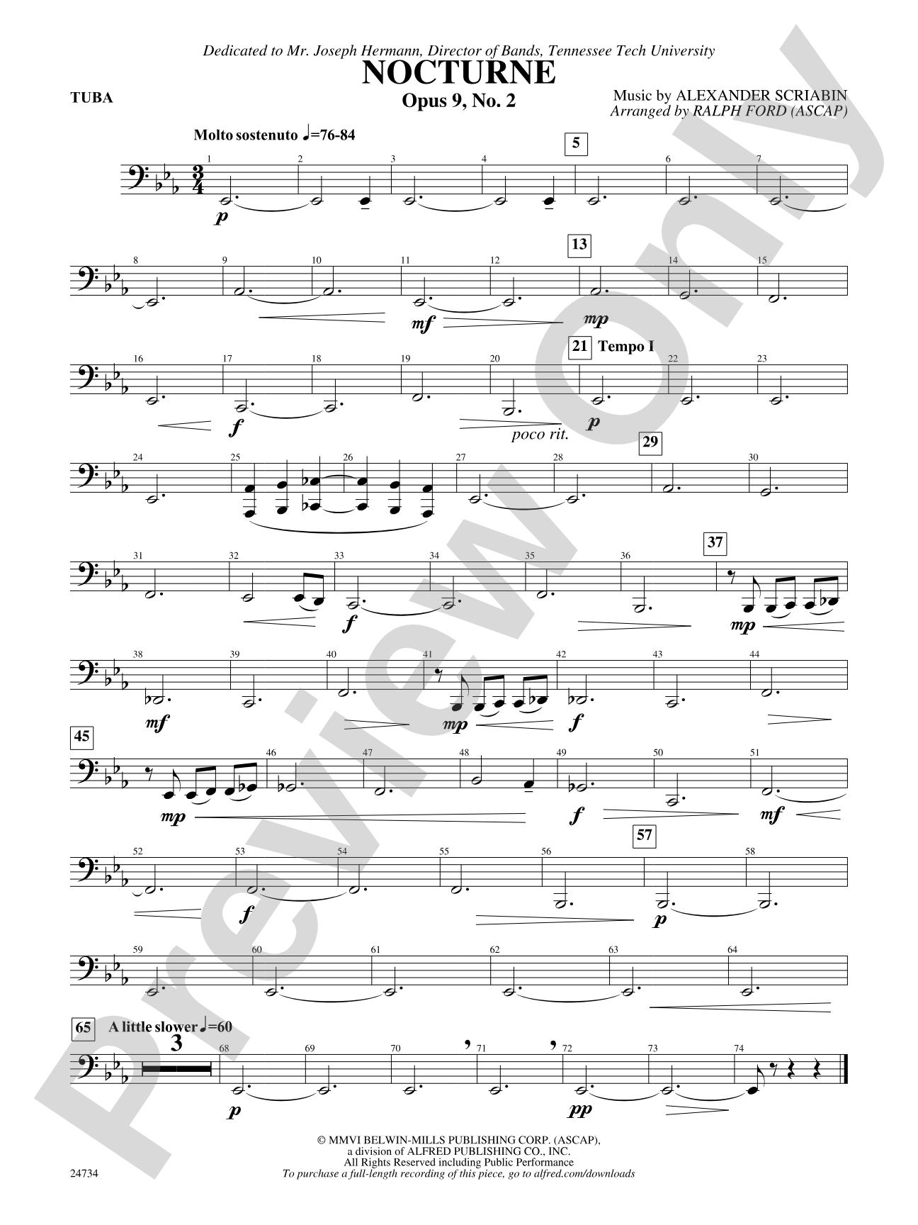 Nocturne (Opus 9, No. 2): Tuba