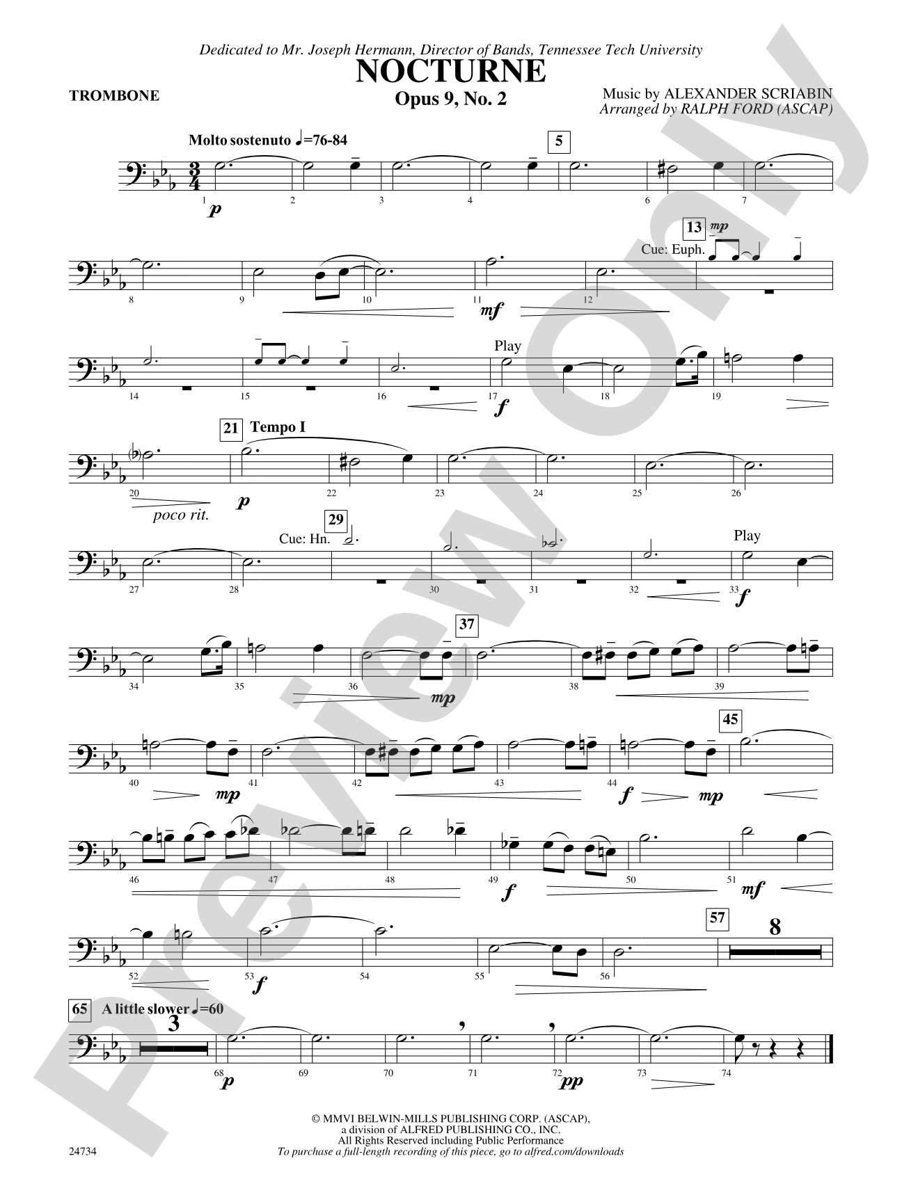 Nocturne (Opus 9, No. 2): 1st Trombone