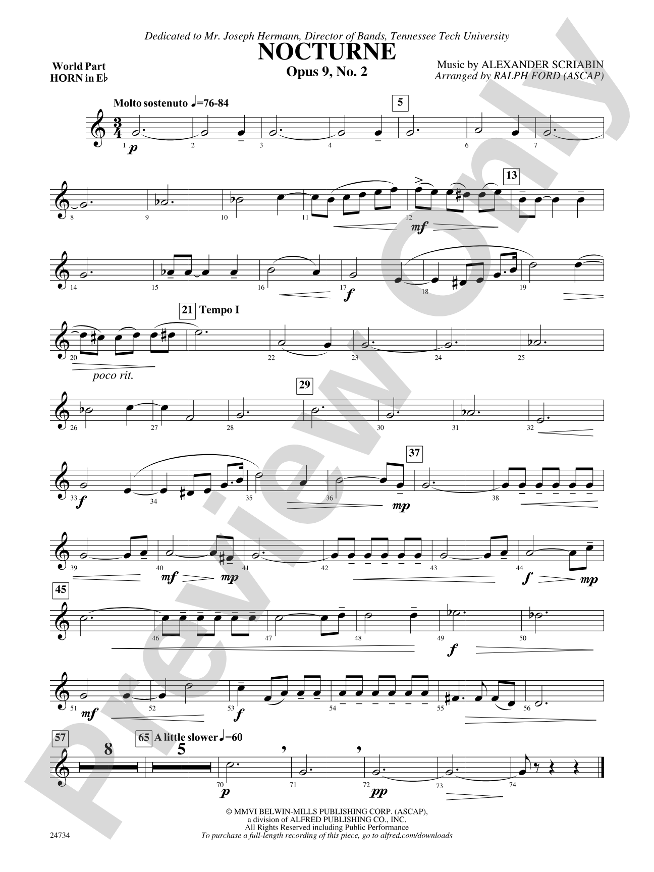 Nocturne (Opus 9, No. 2): (wp) 1st Horn in E-flat