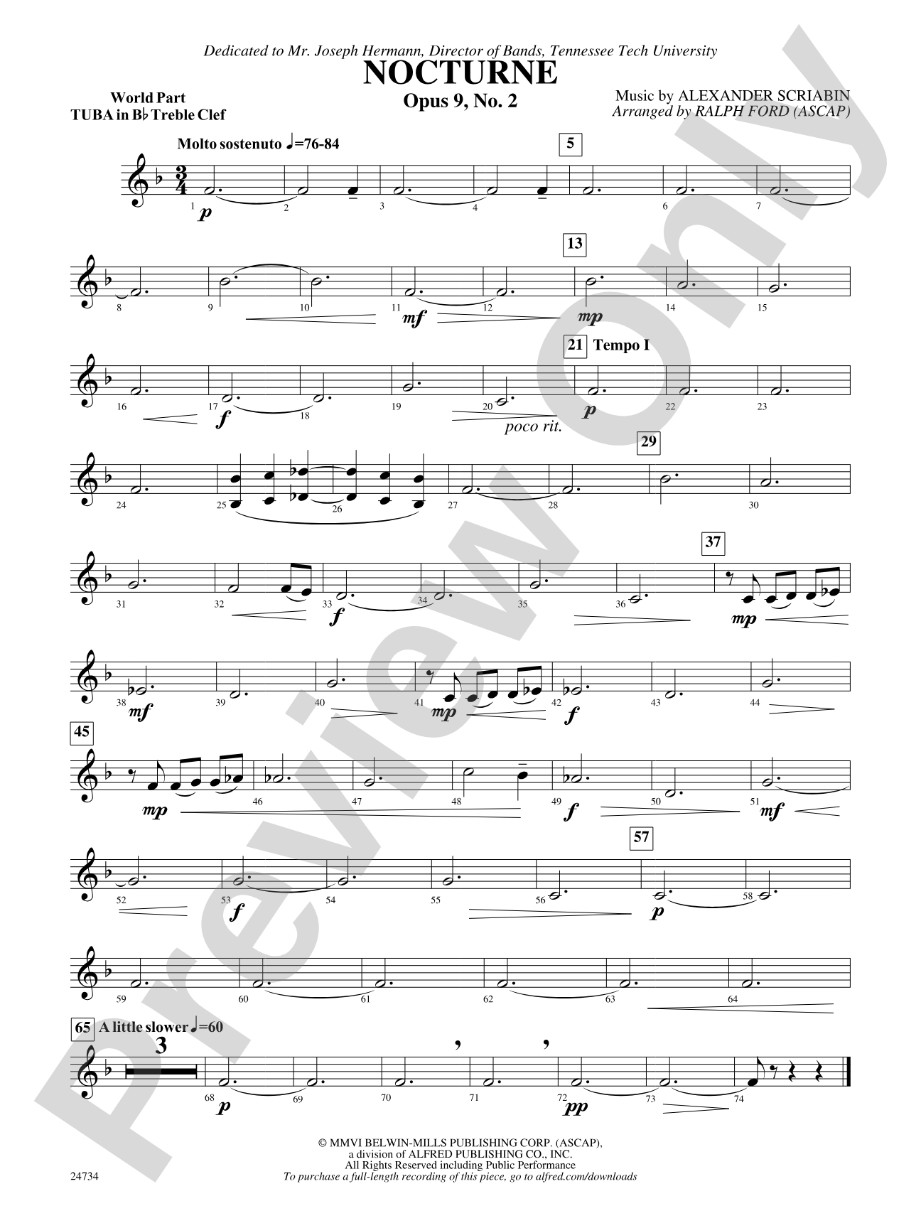 Nocturne (Opus 9, No. 2): (wp) B-flat Tuba T.C.