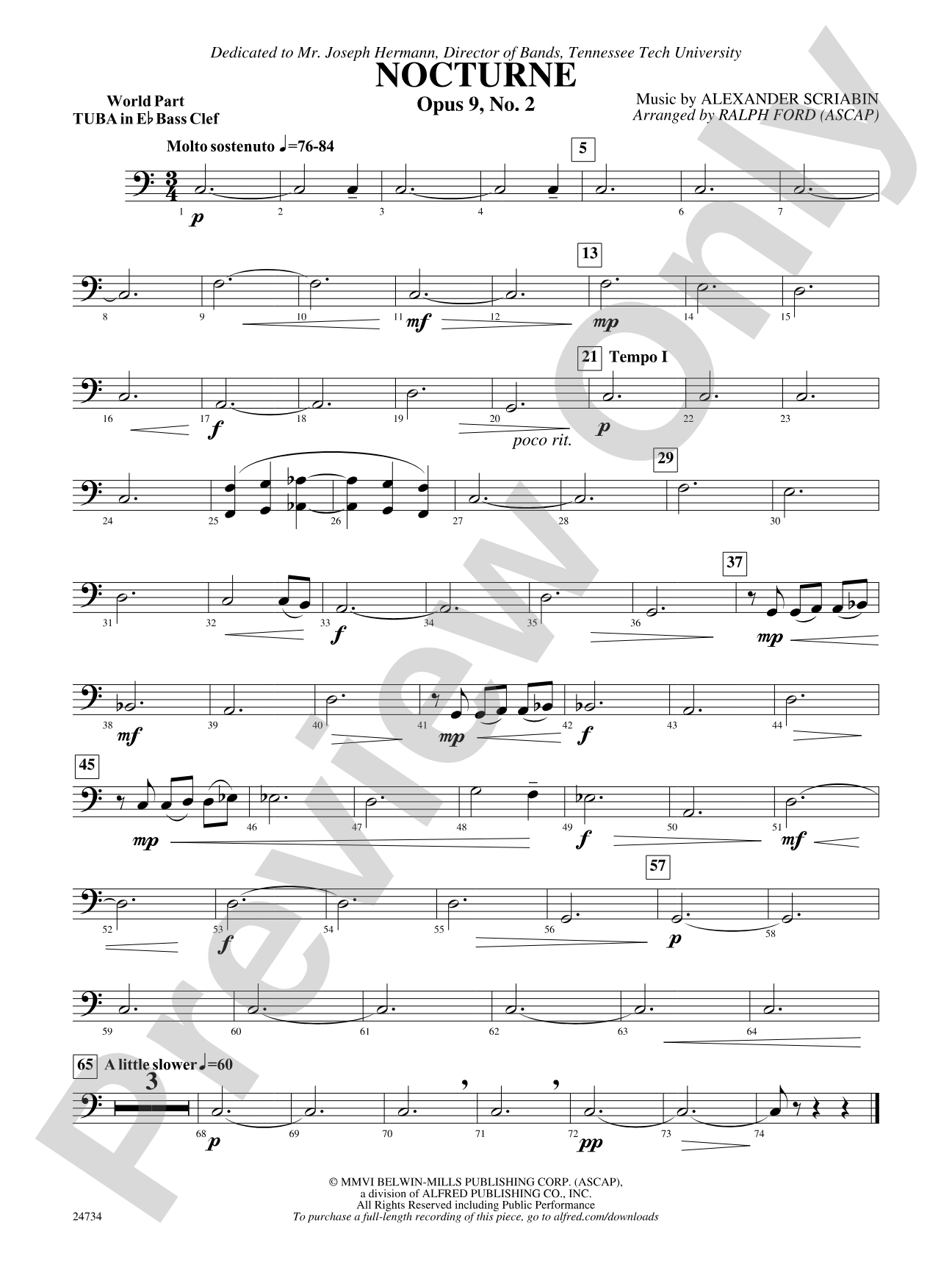 Nocturne (Opus 9, No. 2): (wp) E-flat Tuba B.C.
